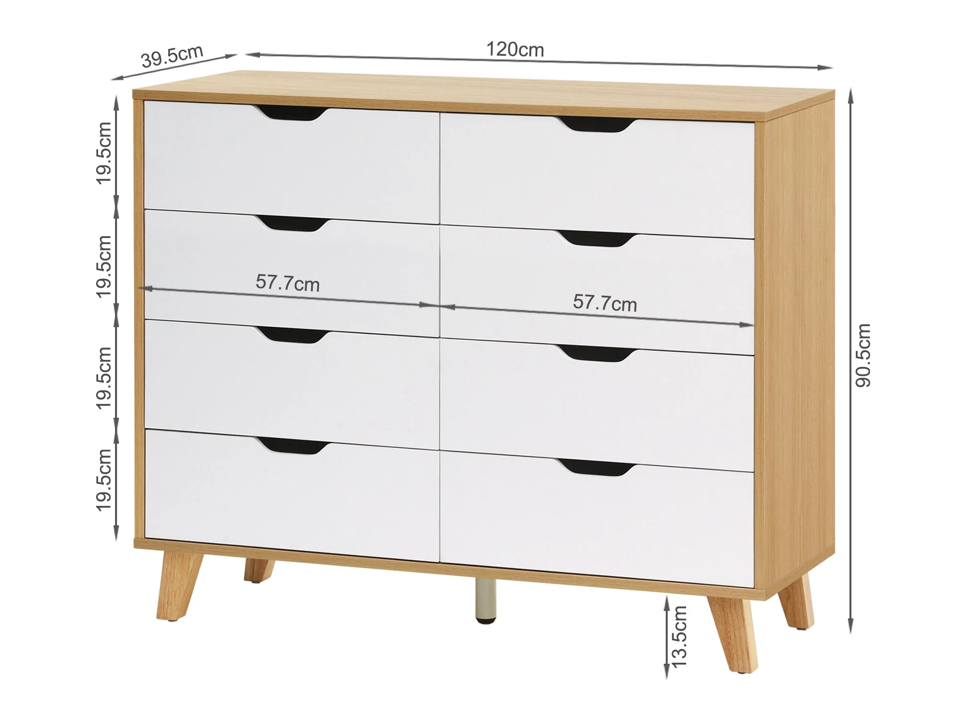 SCHERTZ Wooden Low Boy 8 Drawers - Oak - Image 10