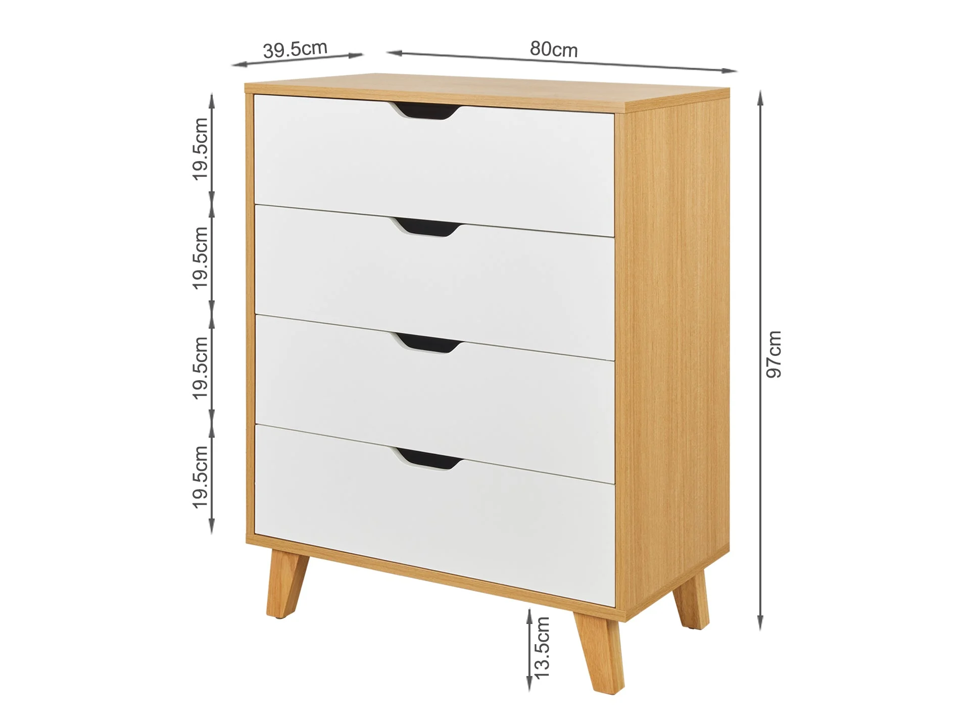 SCHERTZ Wooden Tallboy 4 Drawers - Oak - Image 11