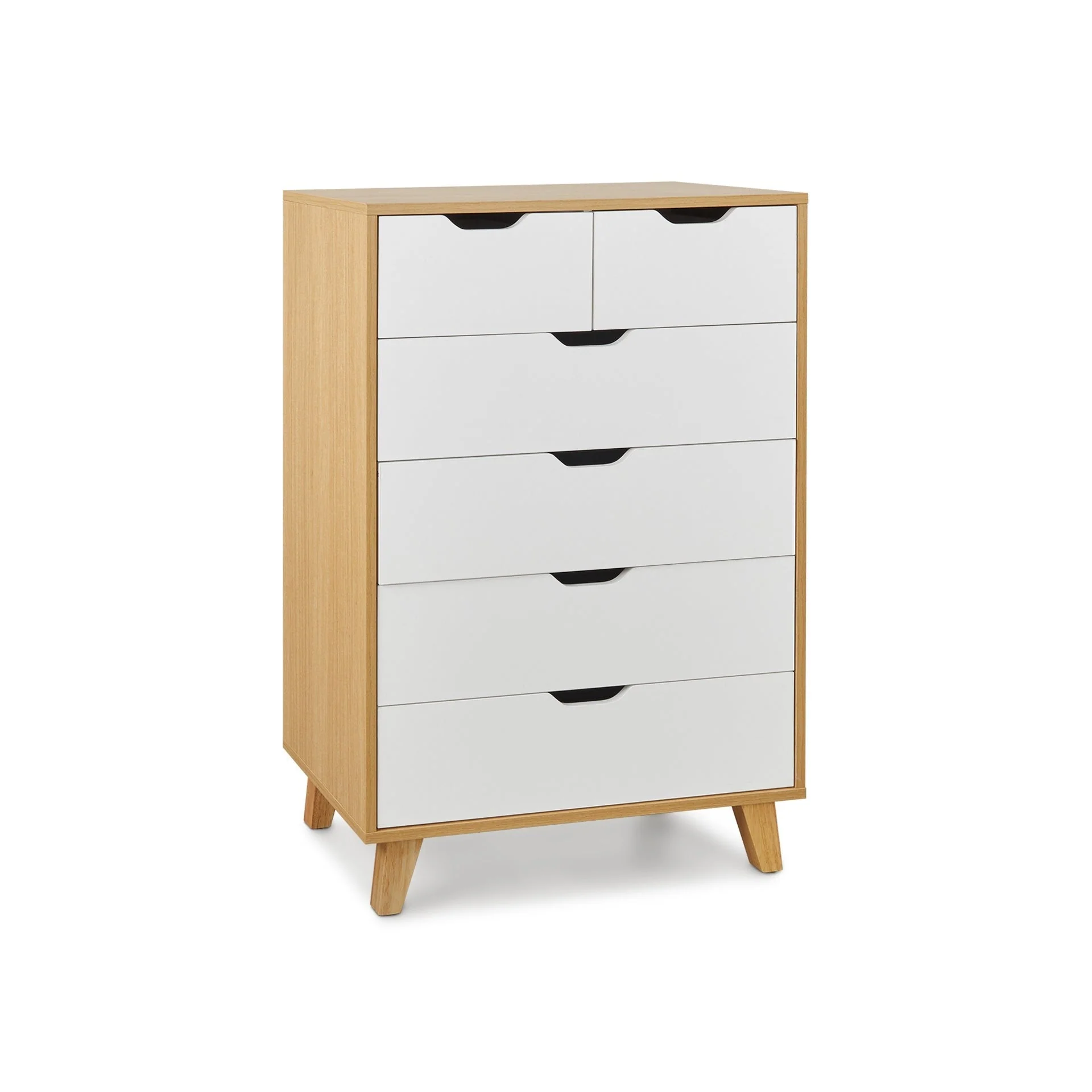 Schertz Wooden Tallboy 6 Drawers - Oak - Image 4