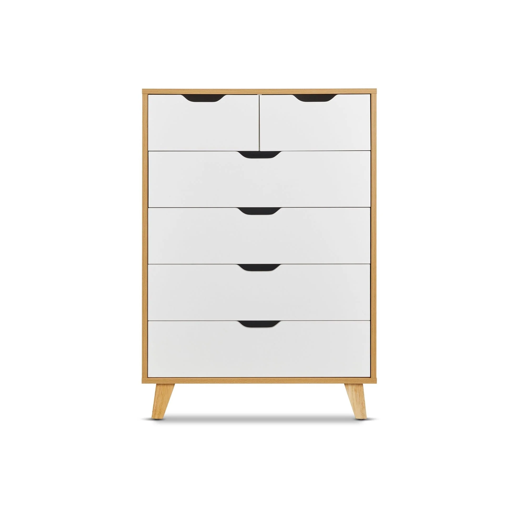 Schertz Wooden Tallboy 6 Drawers - Oak - Image 5