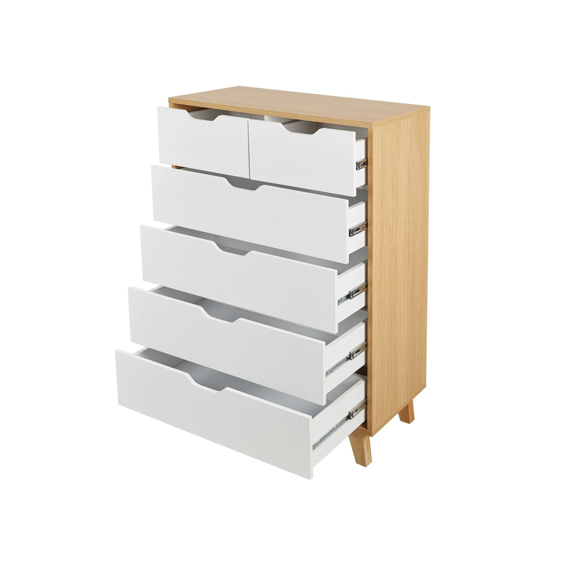 Schertz Wooden Tallboy 6 Drawers - Oak - Image 6