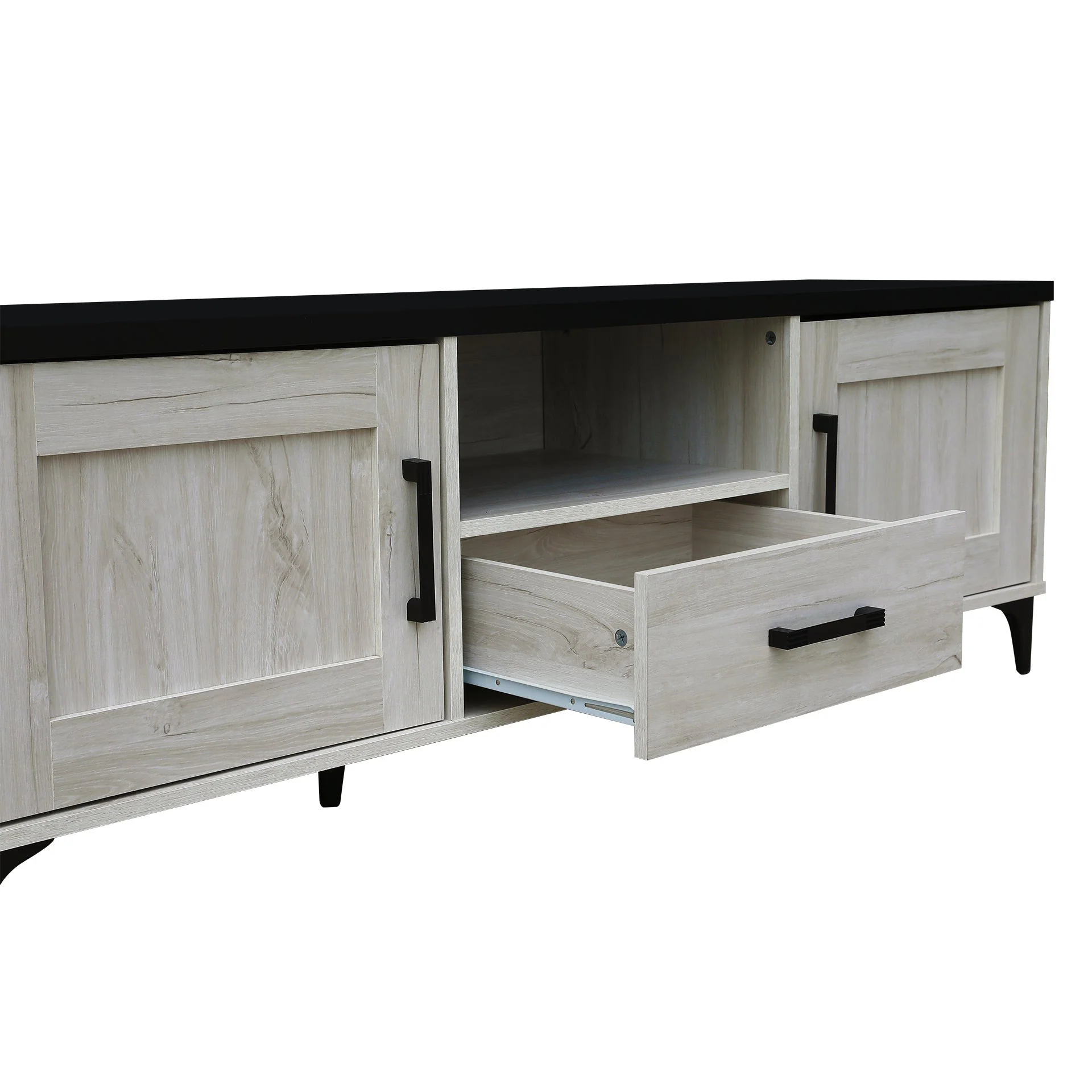 Scottie 1.5m Entertainment Unit - White Oak + Black - Image 10