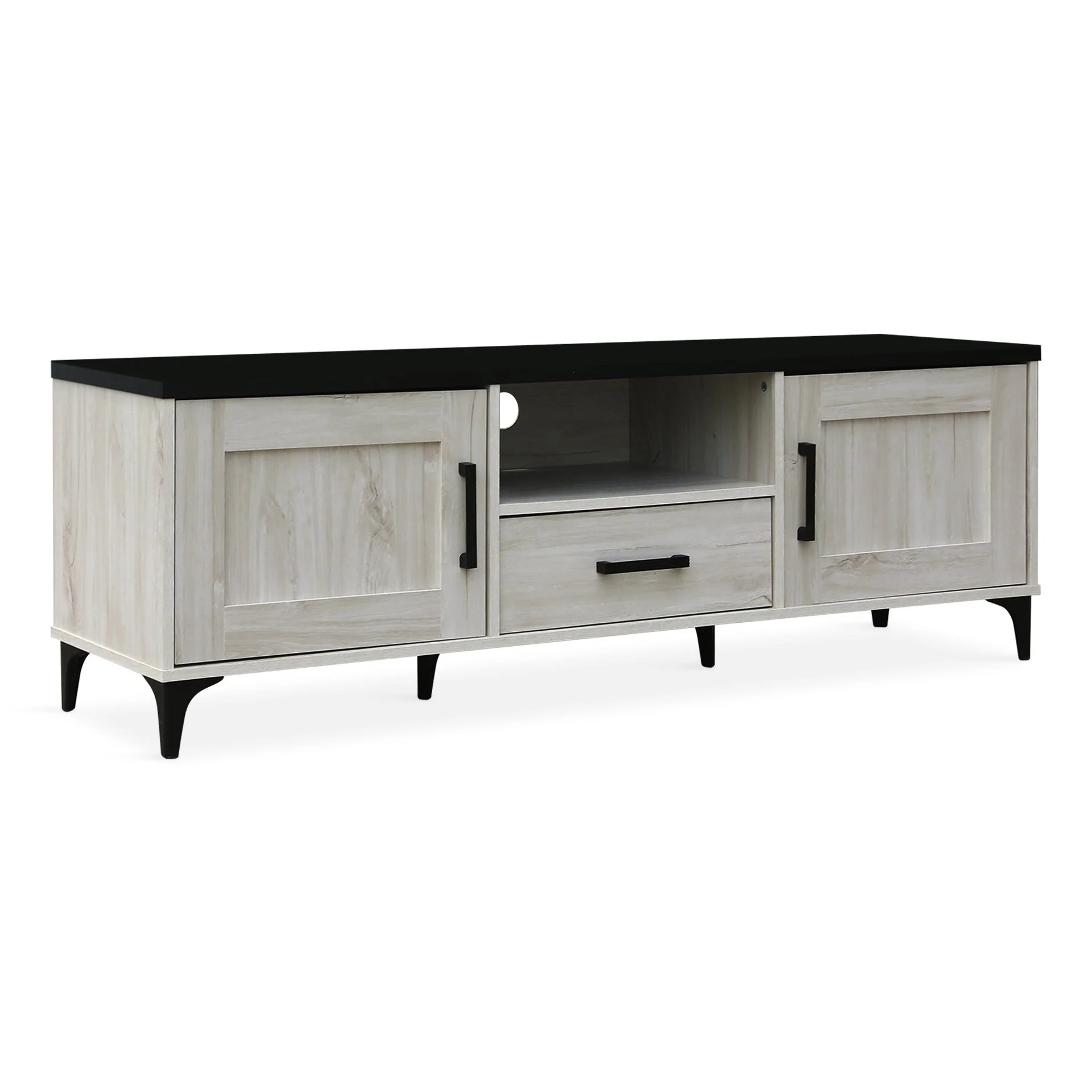 Scottie 1.5m Entertainment Unit - White Oak + Black - Image 7