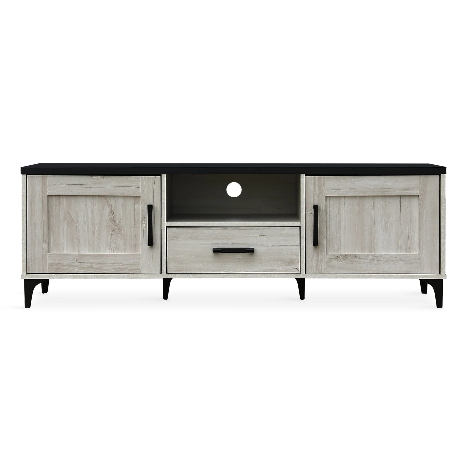 Scottie 1.5m Entertainment Unit - White Oak + Black - Image 8
