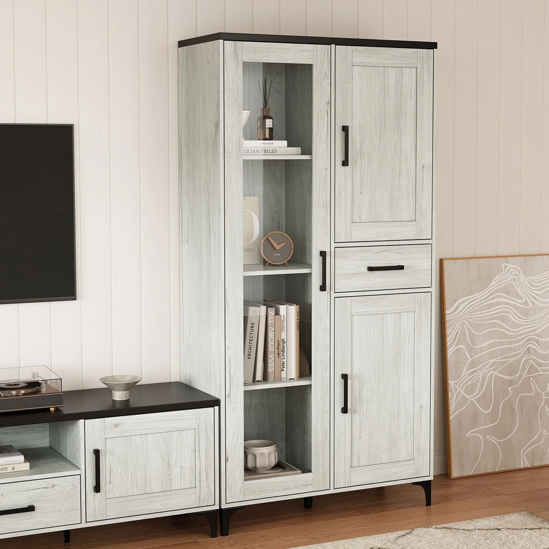 Scottie Storage Cabinet - White Oak + Black - Image 2