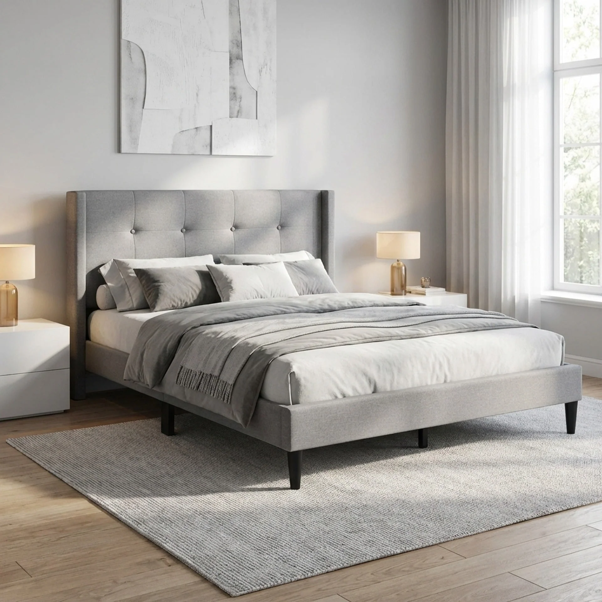 Sealy Queen Bed Frame - Light Grey