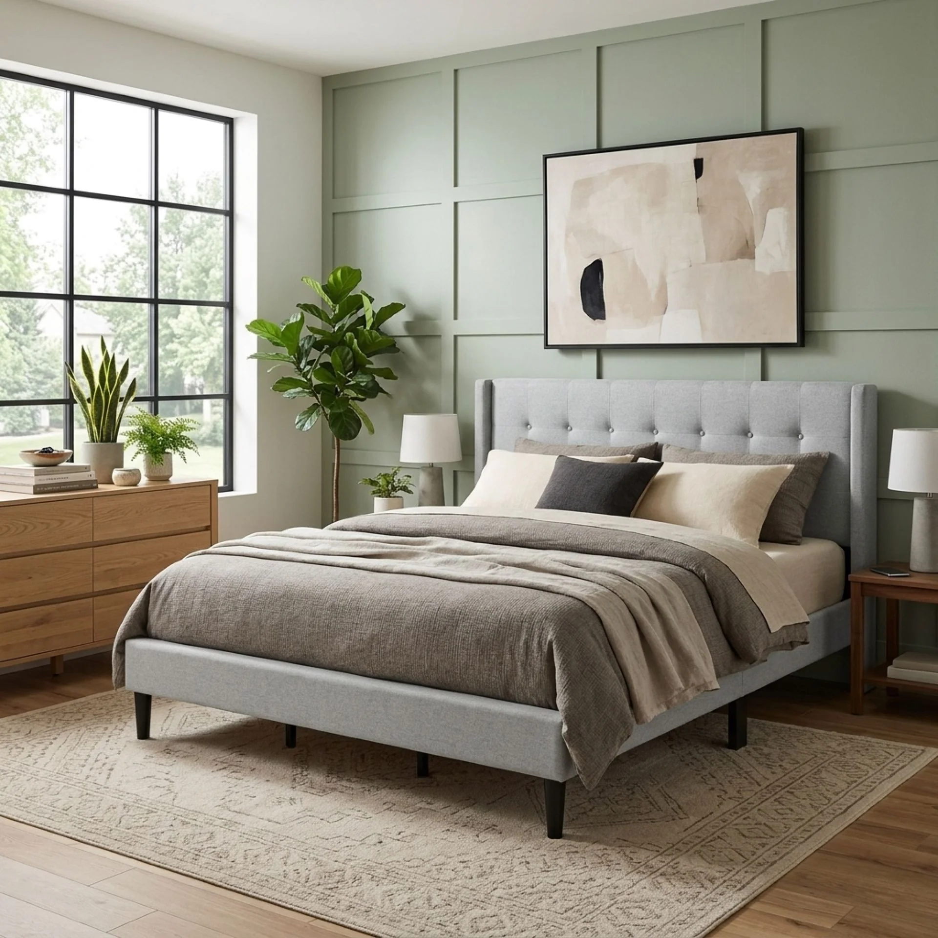 Sealy Super King Fabric Bed Frame - Silver - Image 3