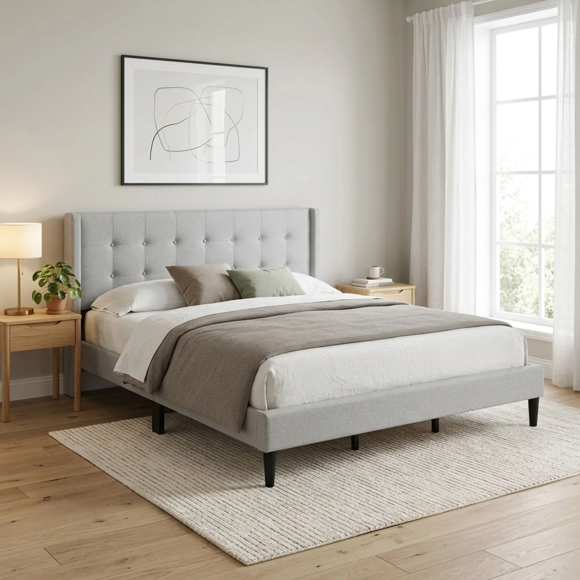Sealy Super King Fabric Bed Frame - Silver - Image 4