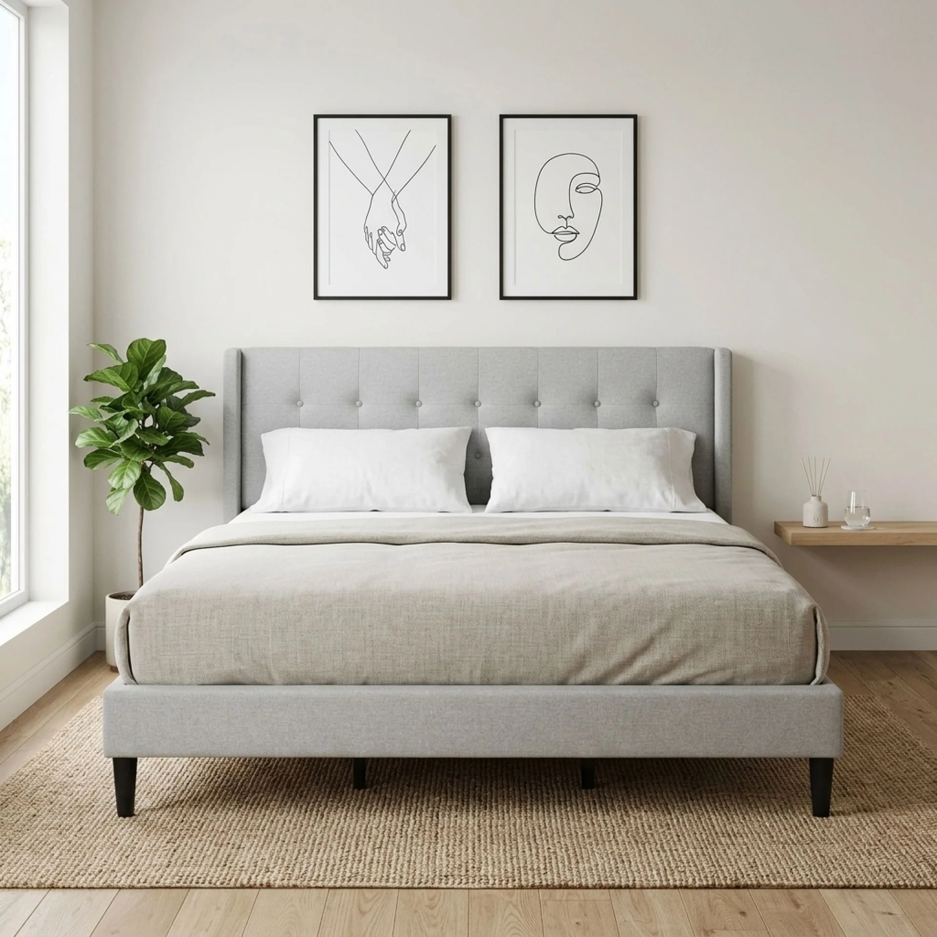 Sealy Super King Fabric Bed Frame - Silver - Image 7