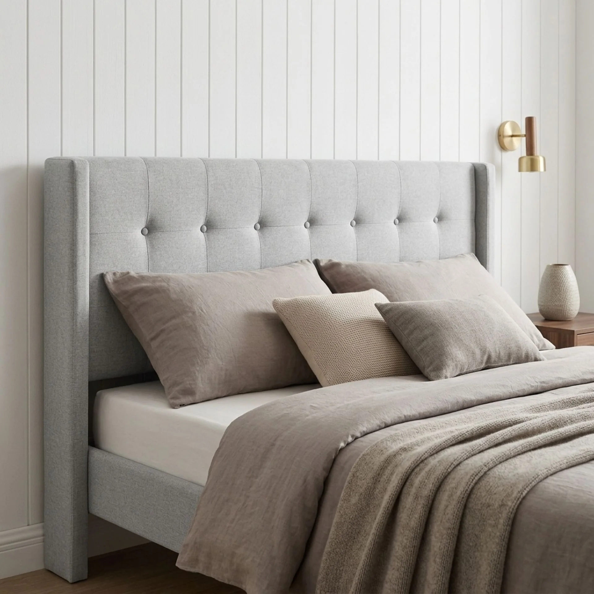 Sealy Super King Fabric Bed Frame - Silver - Image 8