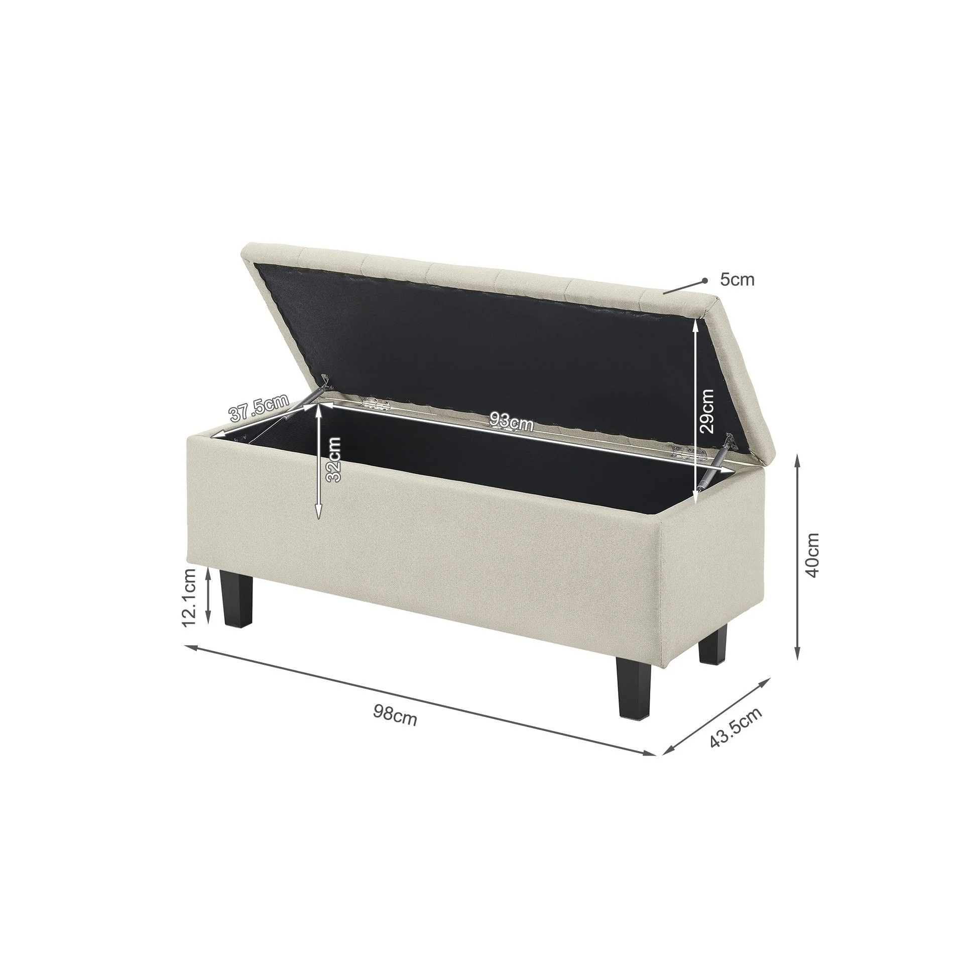 Sebastian Linen Storage Ottoman Bench - Beige - Image 10