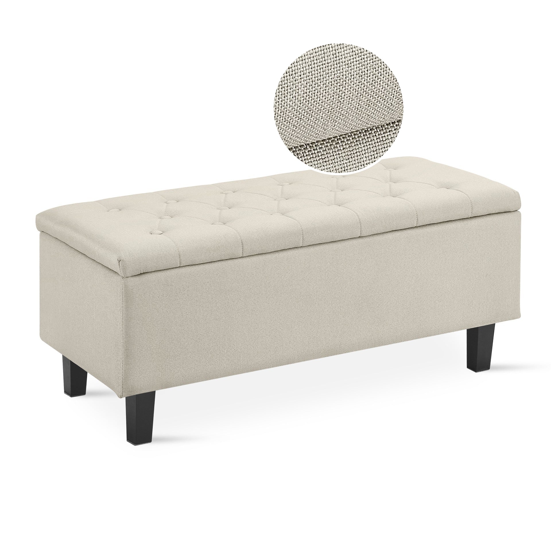Sebastian Linen Storage Ottoman Bench - Beige - Image 4