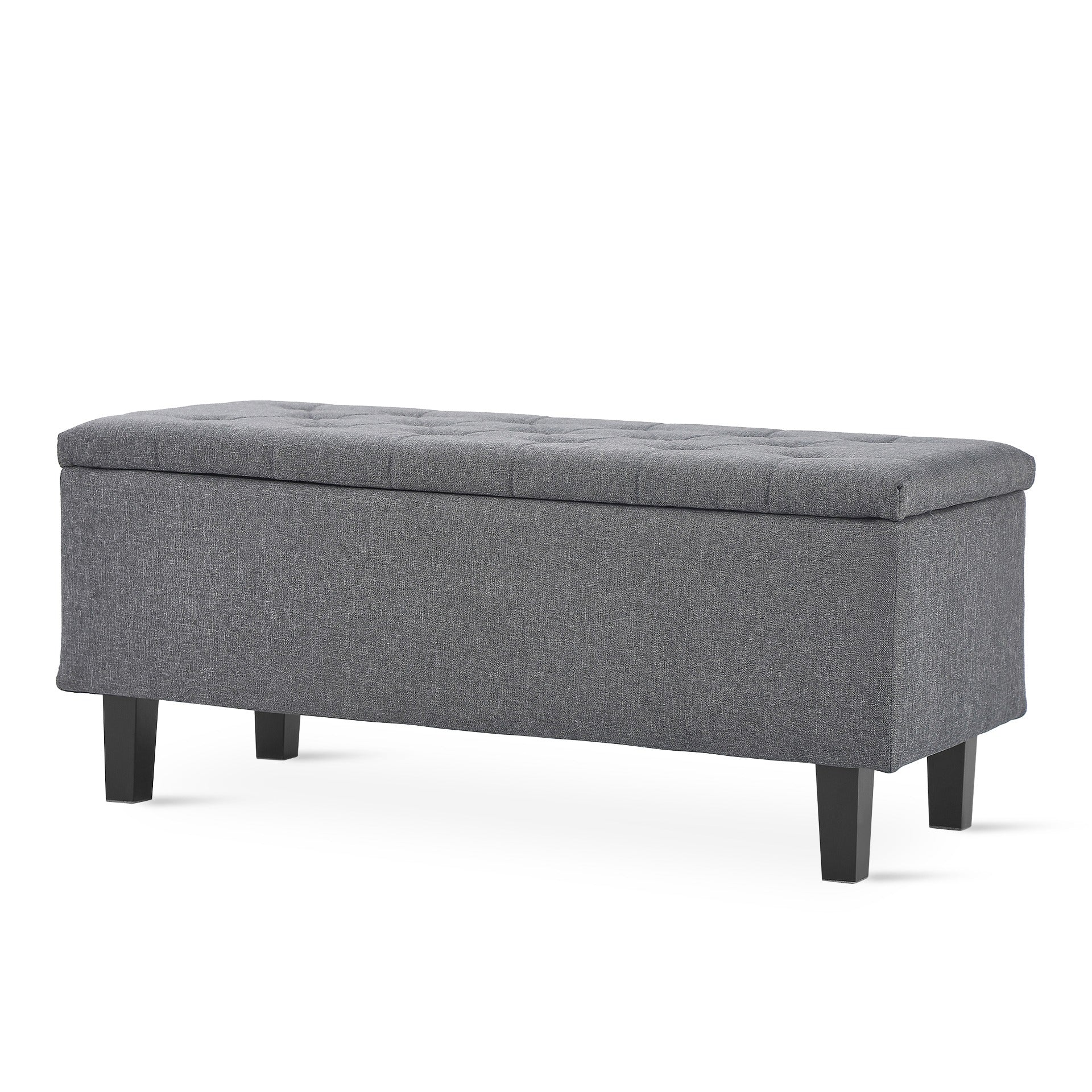 Sebastian Linen Storage Ottoman Bench - Grey - Image 7