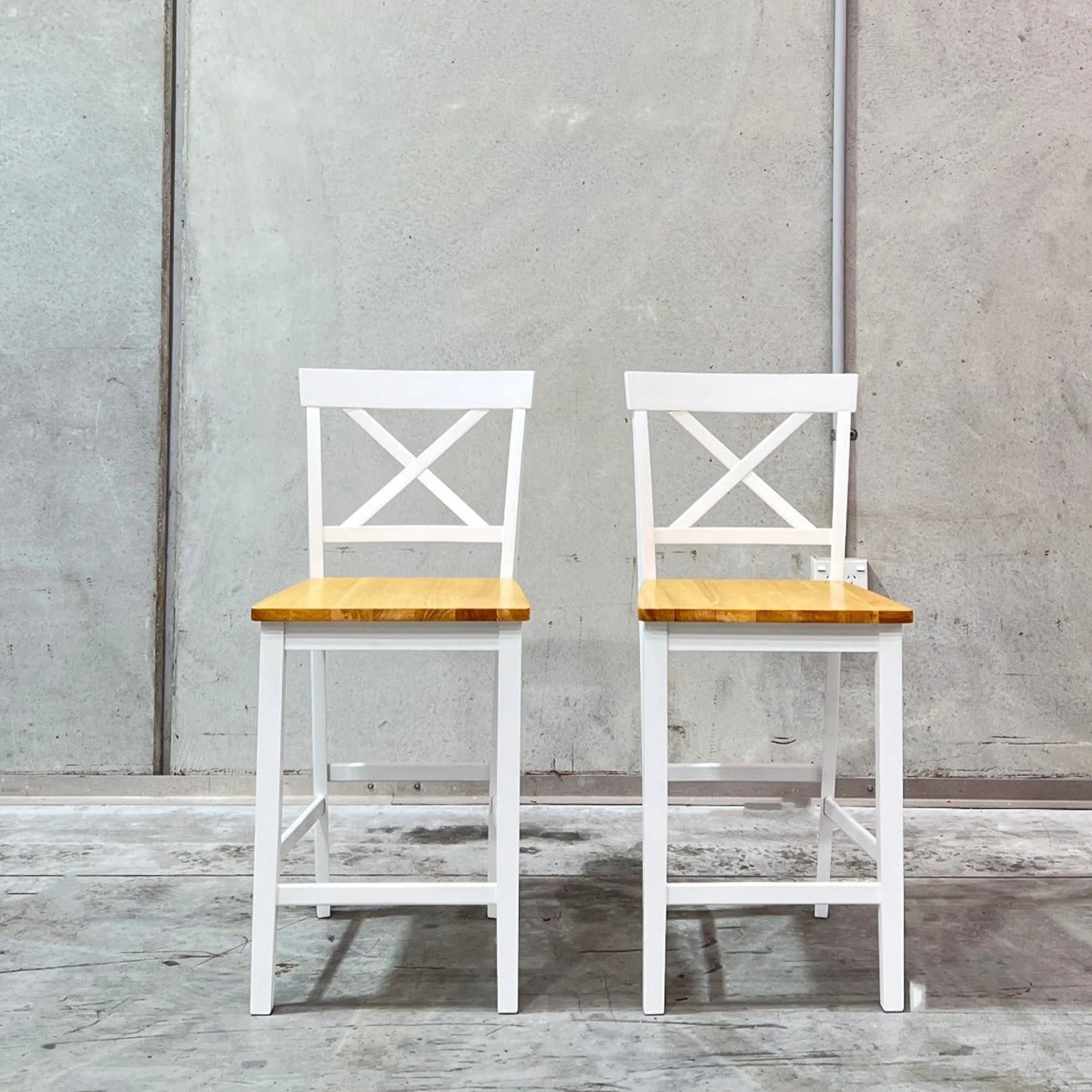 Selena Bar Stool - Set of 2 - Oak + White