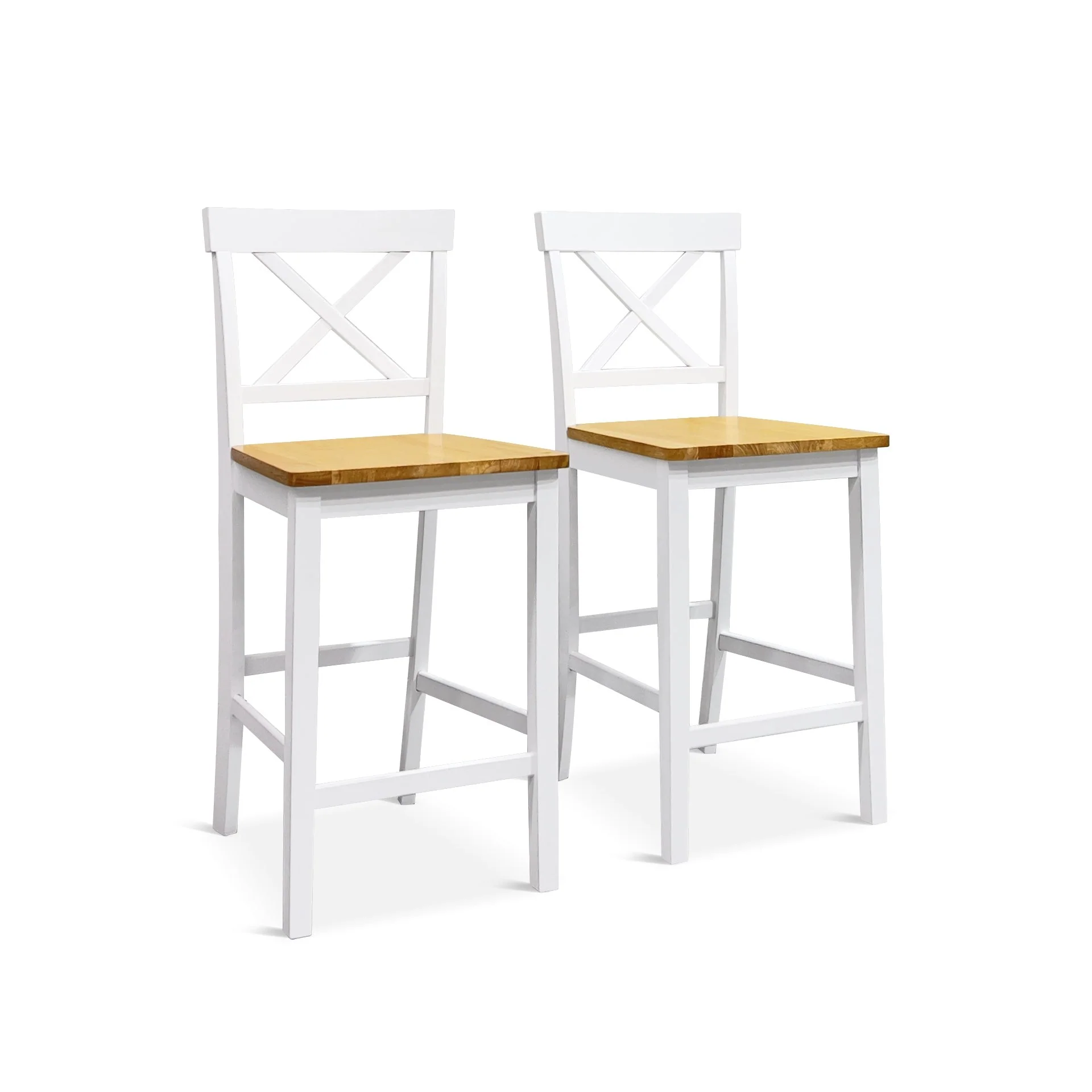 Selena Bar Stool - Set of 2 - Oak + White - Image 2