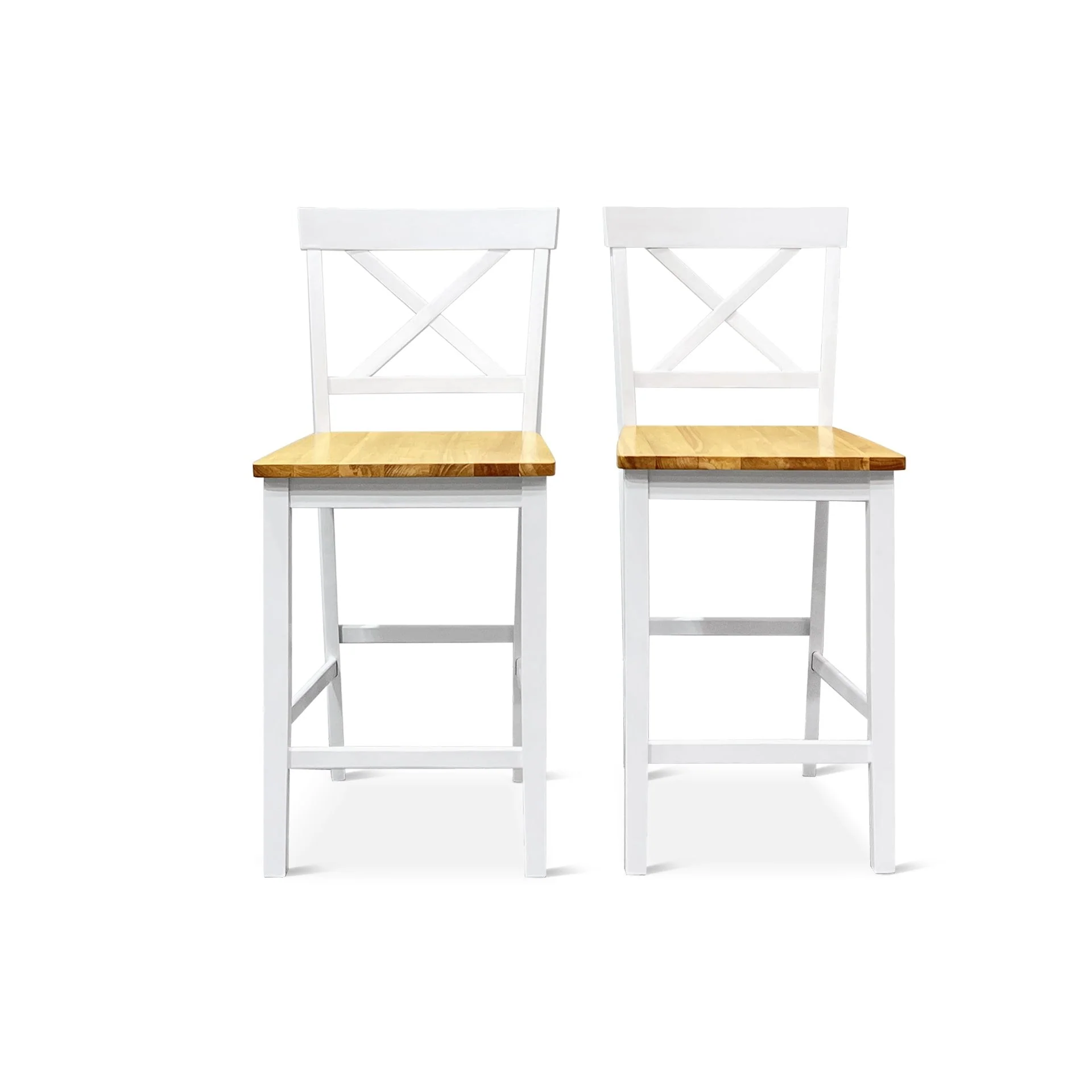 Selena Bar Stool - Set of 2 - Oak + White - Image 3