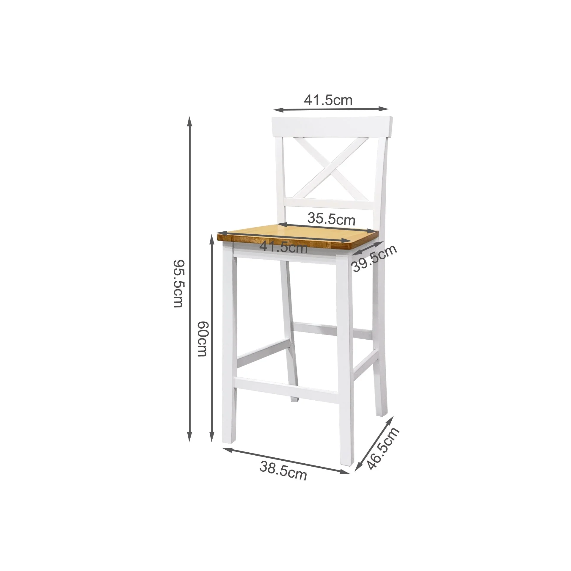 Selena Bar Stool - Set of 2 - Oak + White - Image 5