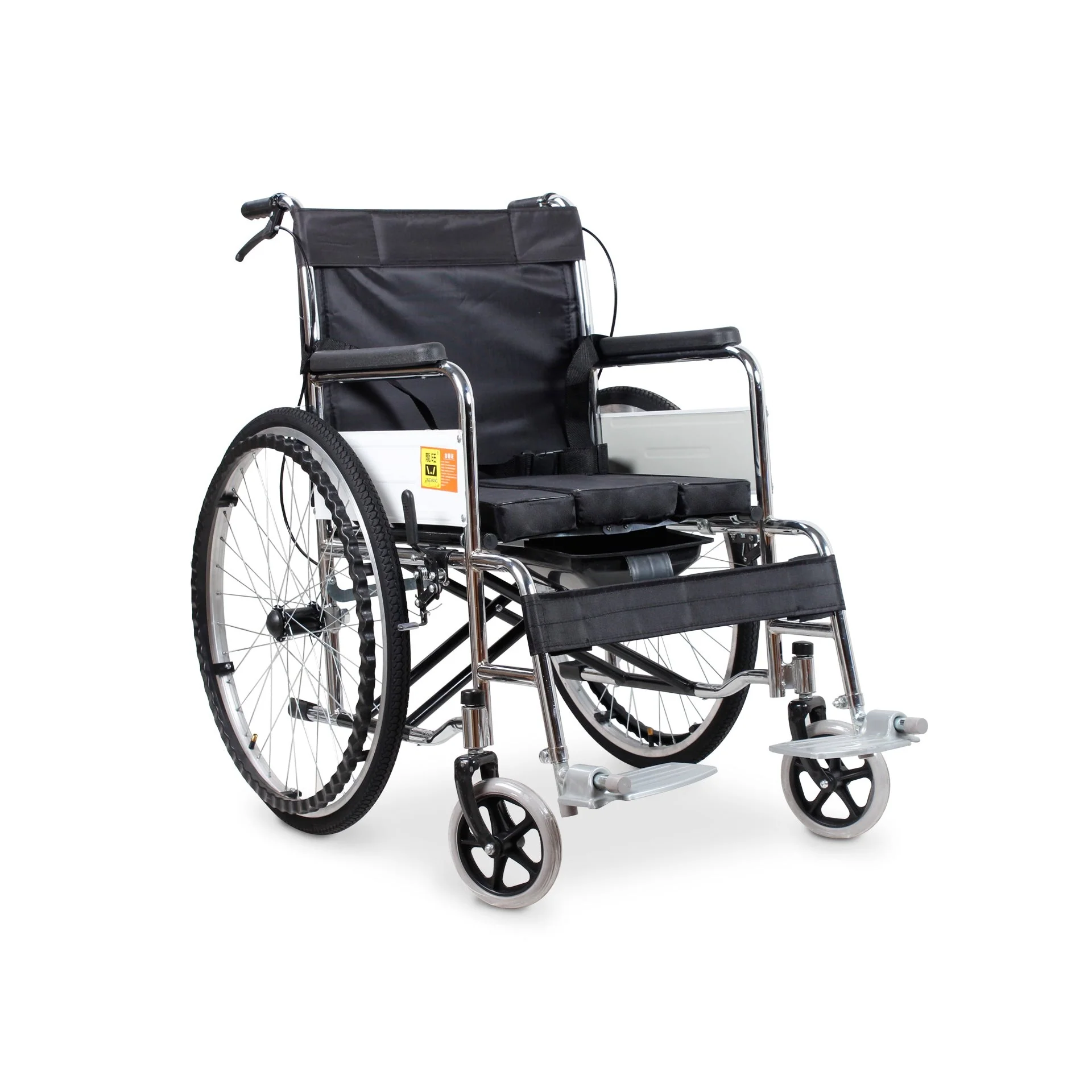 Self-Propelled Wheelchair with Toilet - Black - Image 2