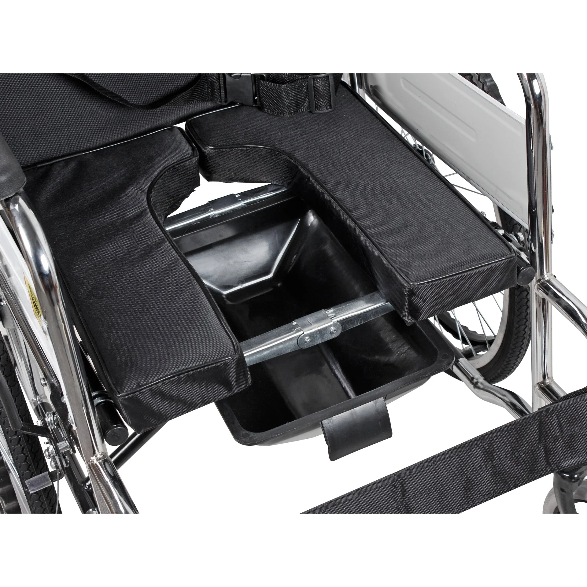 Self-Propelled Wheelchair with Toilet - Black - Image 5