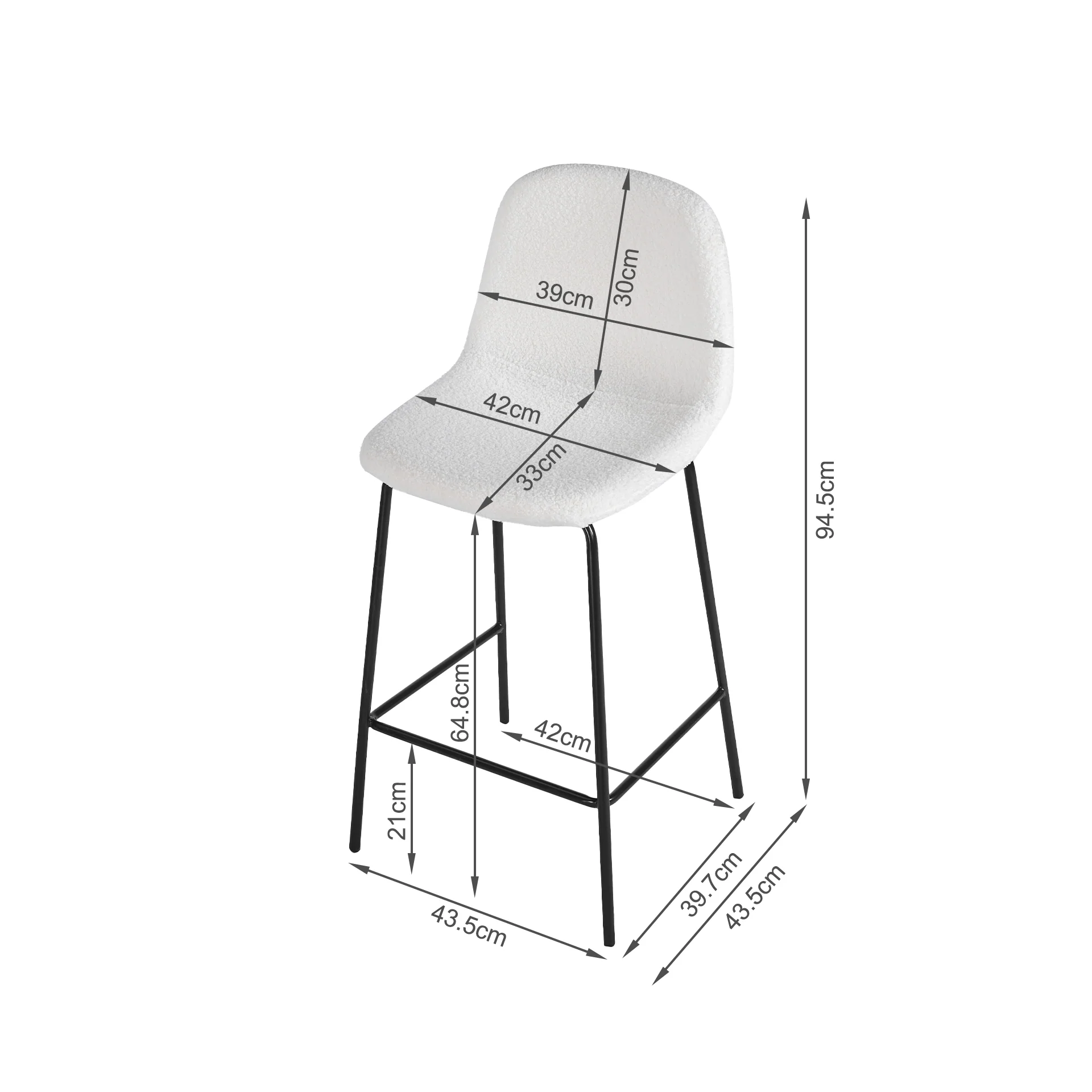 Selo Boucle Bar Stool - Set Of 2 - White - Image 13