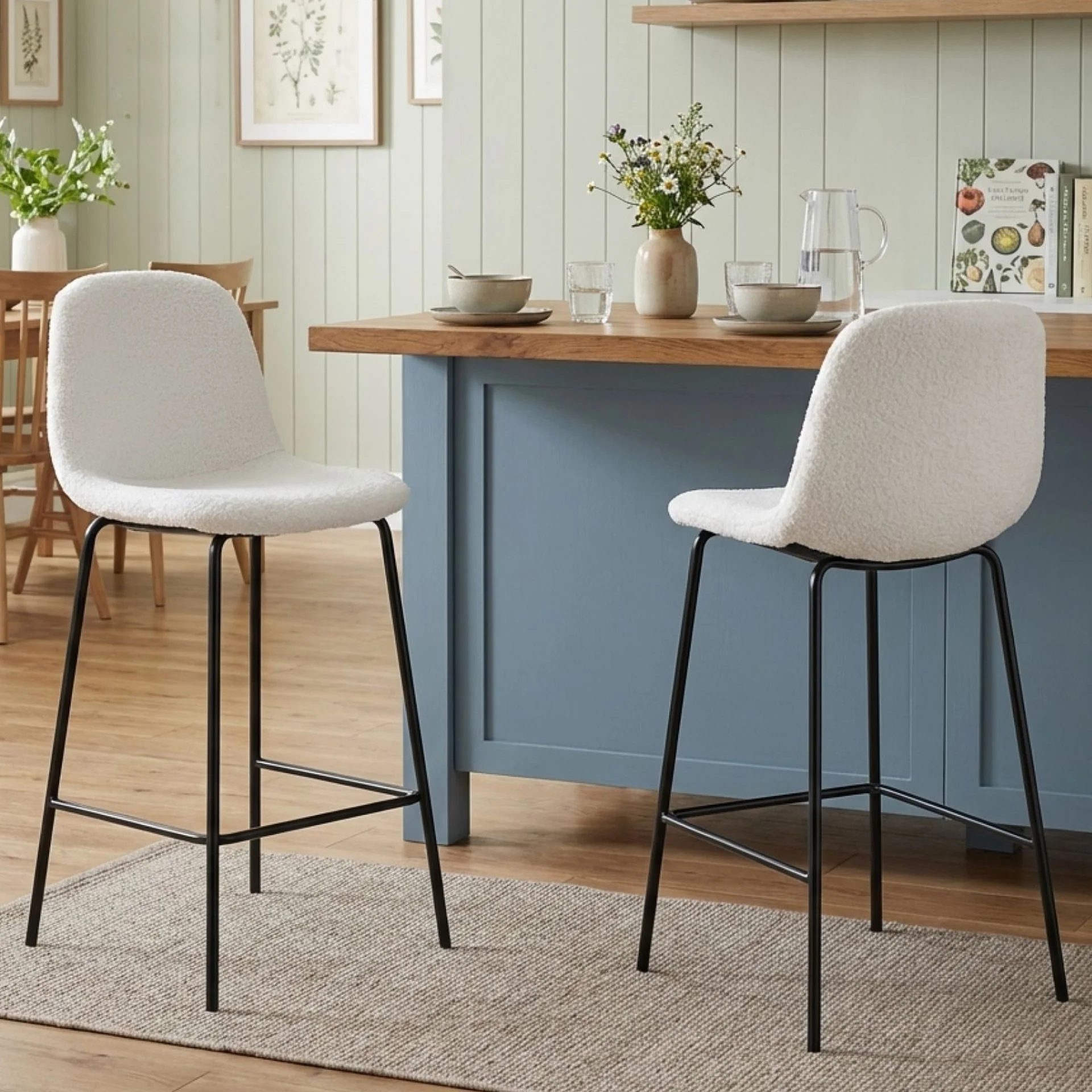 Selo Boucle Bar Stool - Set Of 2 - White - Image 3