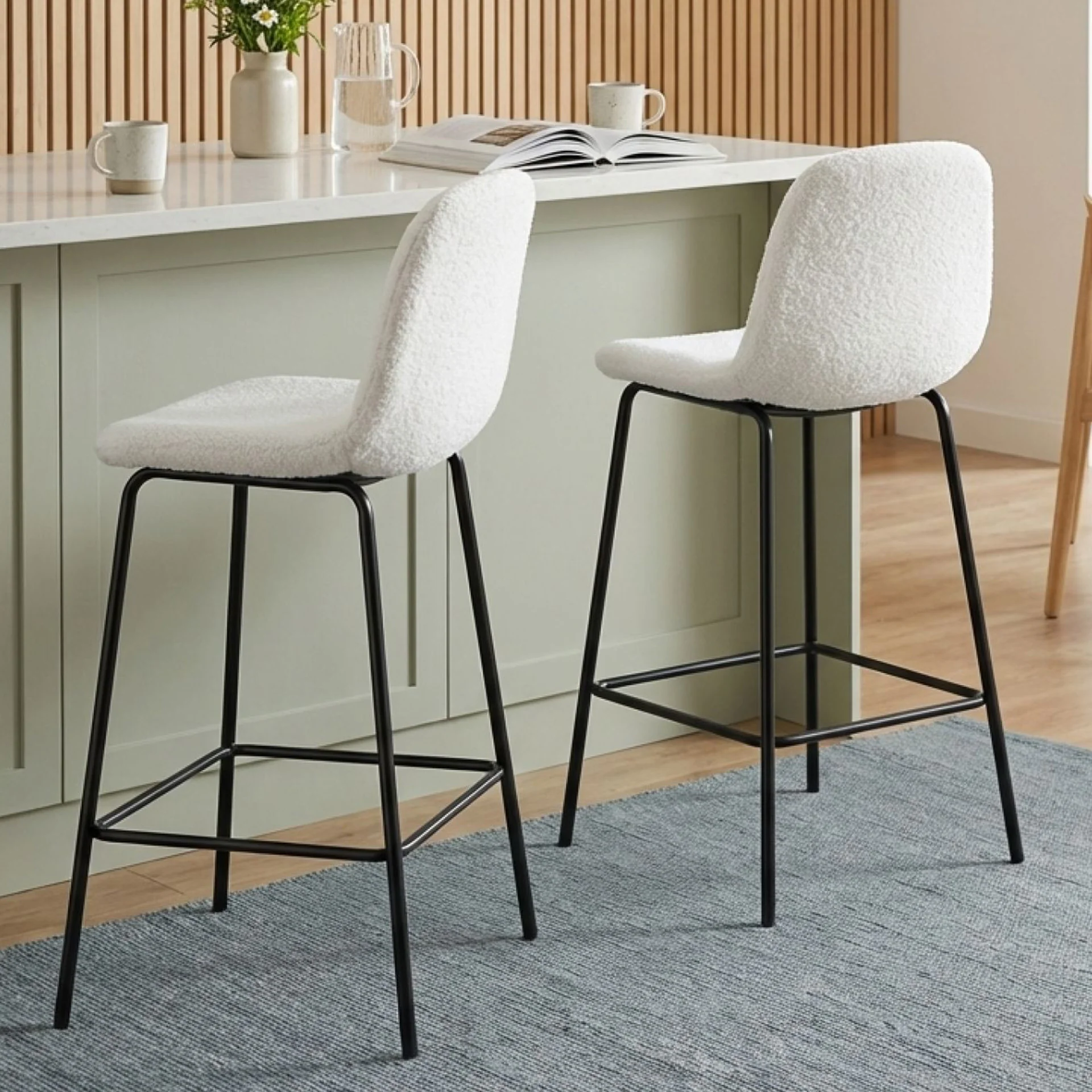 Selo Boucle Bar Stool - Set Of 2 - White - Image 5