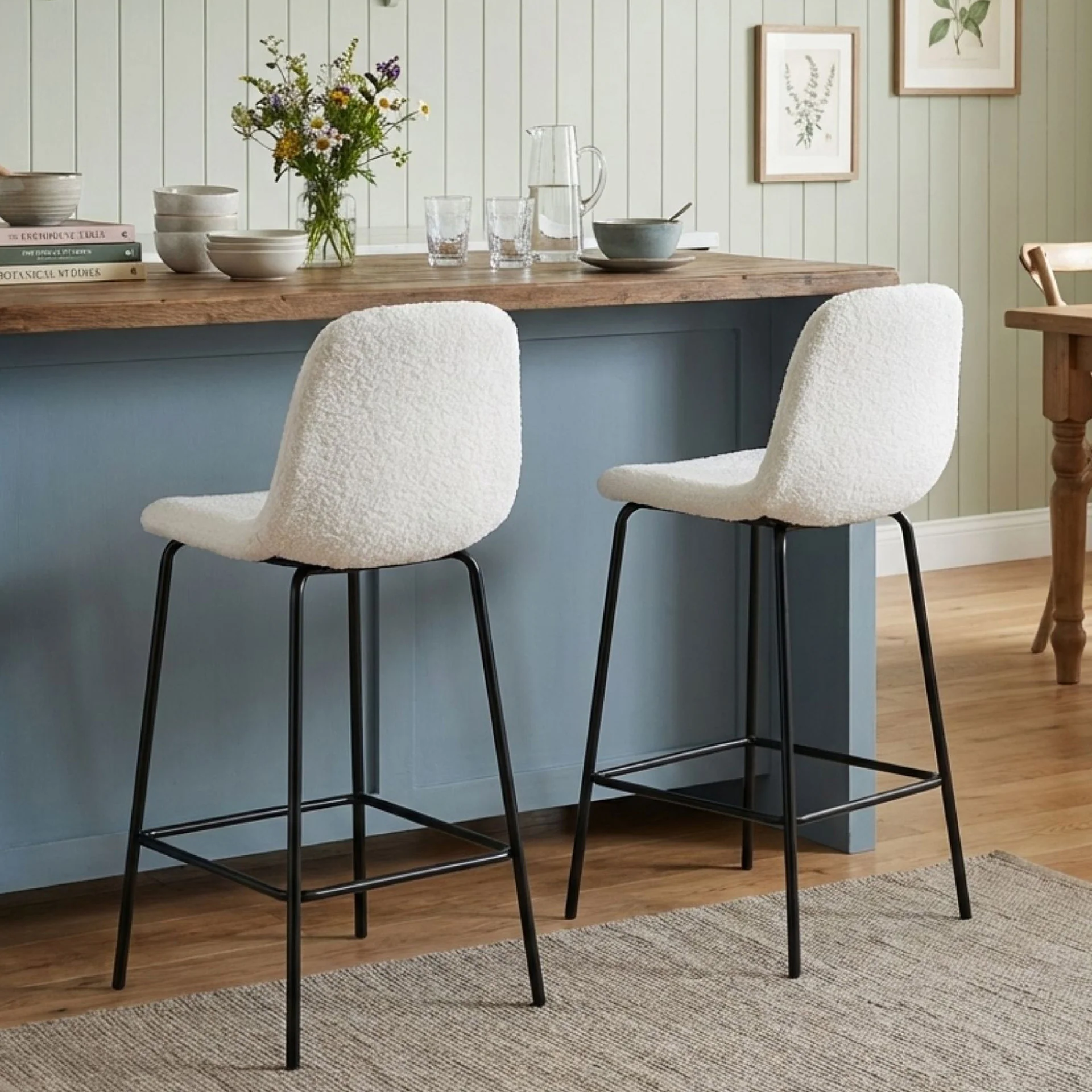Selo Boucle Bar Stool - Set Of 2 - White - Image 6