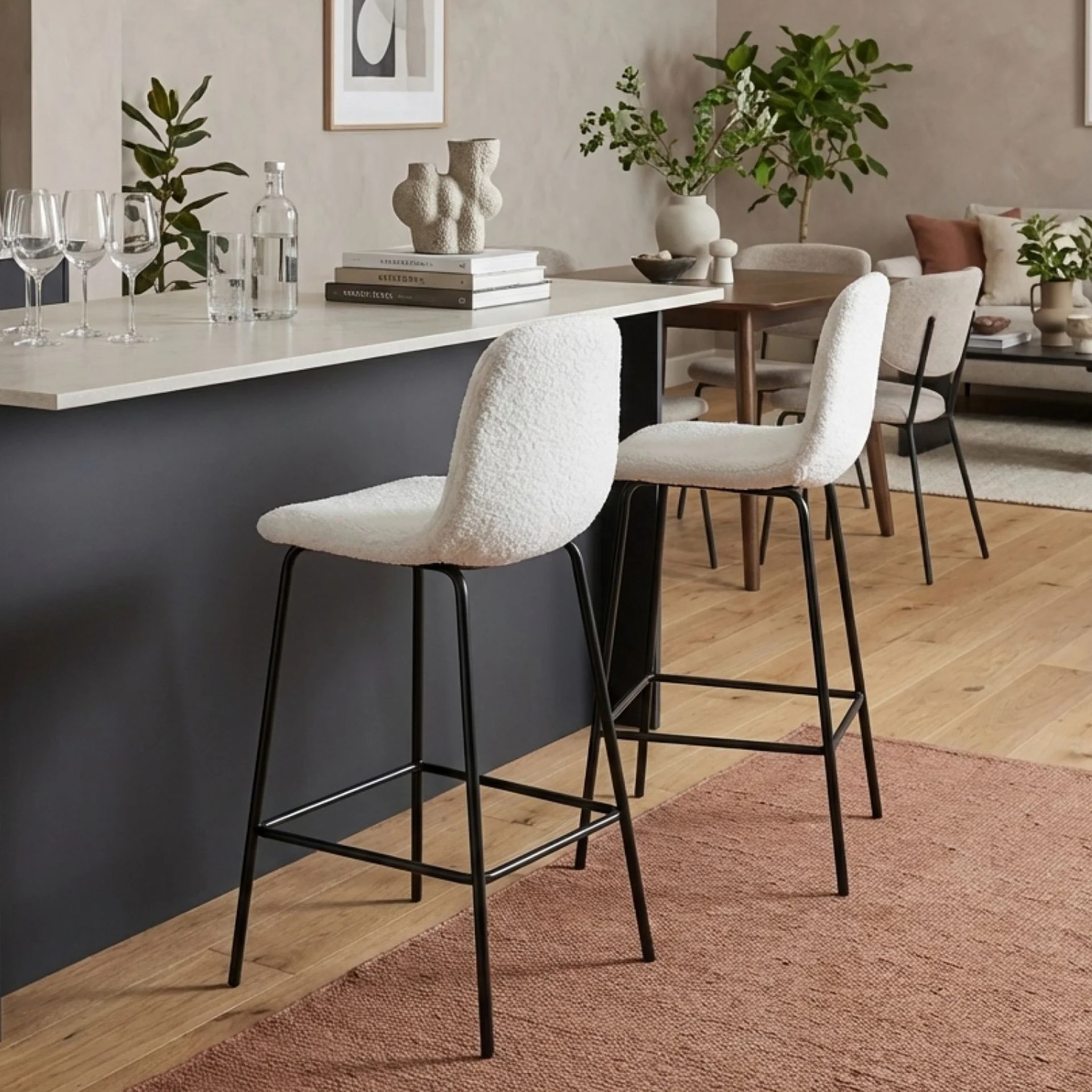 Selo Boucle Bar Stool - Set Of 2 - White - Image 7