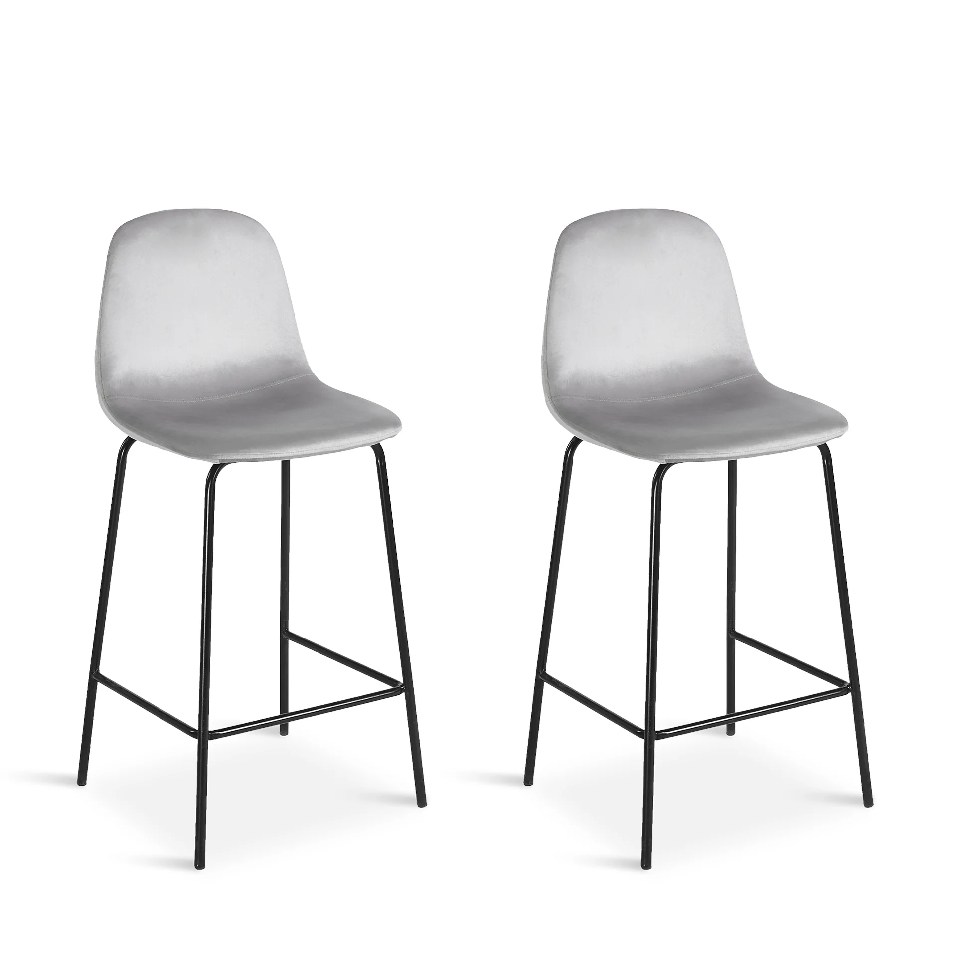 Selo Velvet Bar Stool - Set Of 2 - Light Grey - Image 6