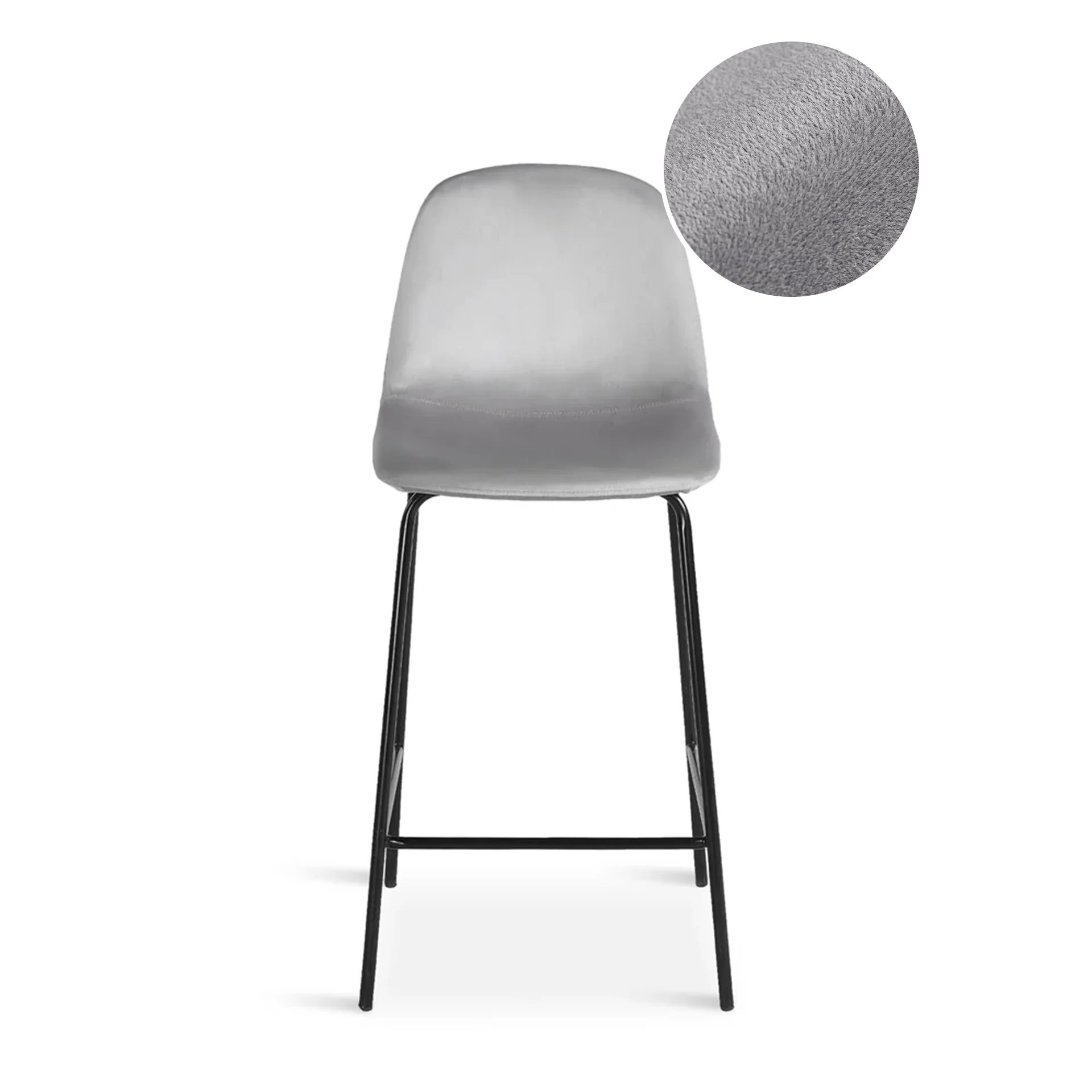 Selo Velvet Bar Stool - Set Of 2 - Light Grey - Image 7