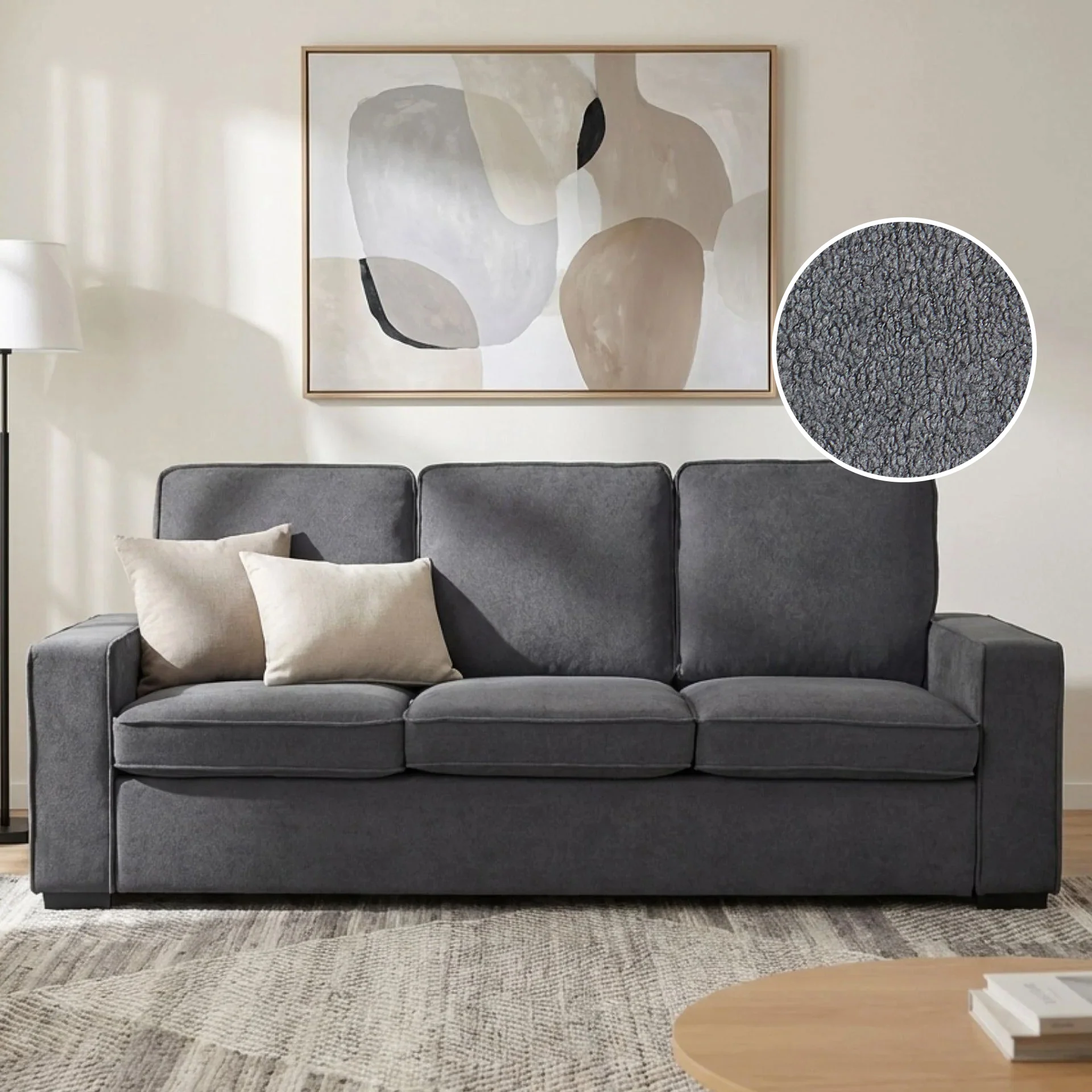 Serene 3 Seater Sofa - Dark Grey - Image 2