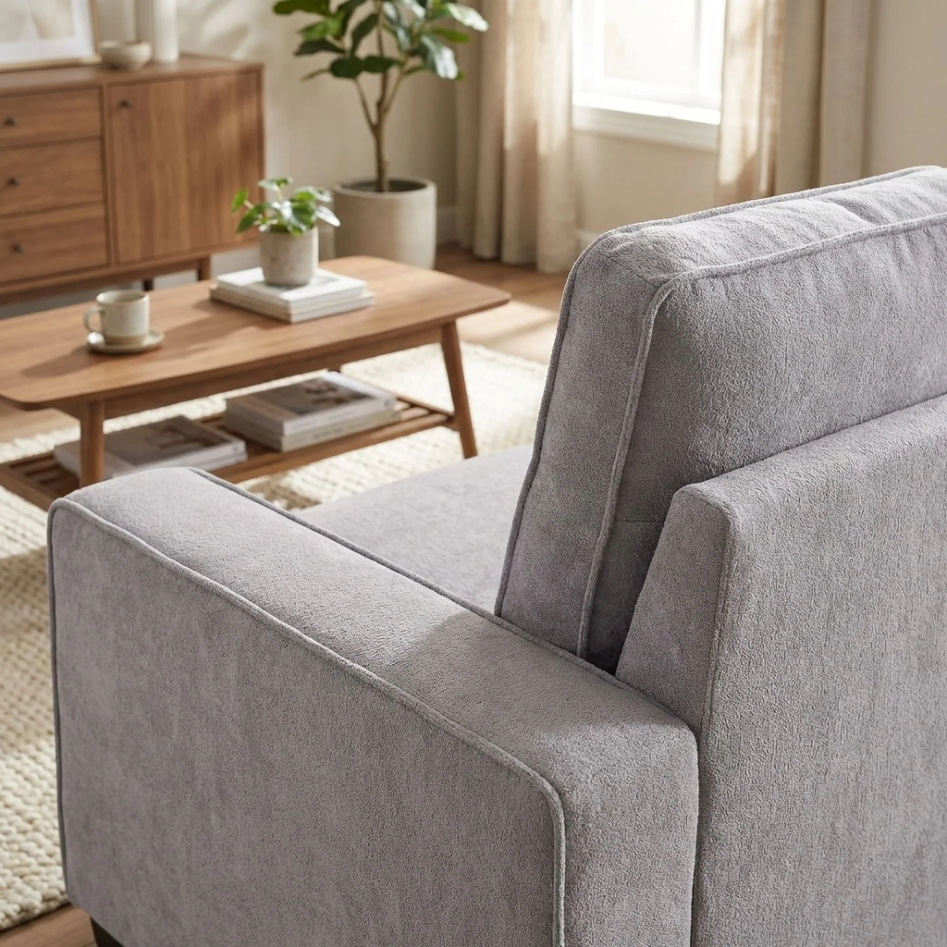 Serene Velvet 3 Seater Sofa - Light Grey - Image 6