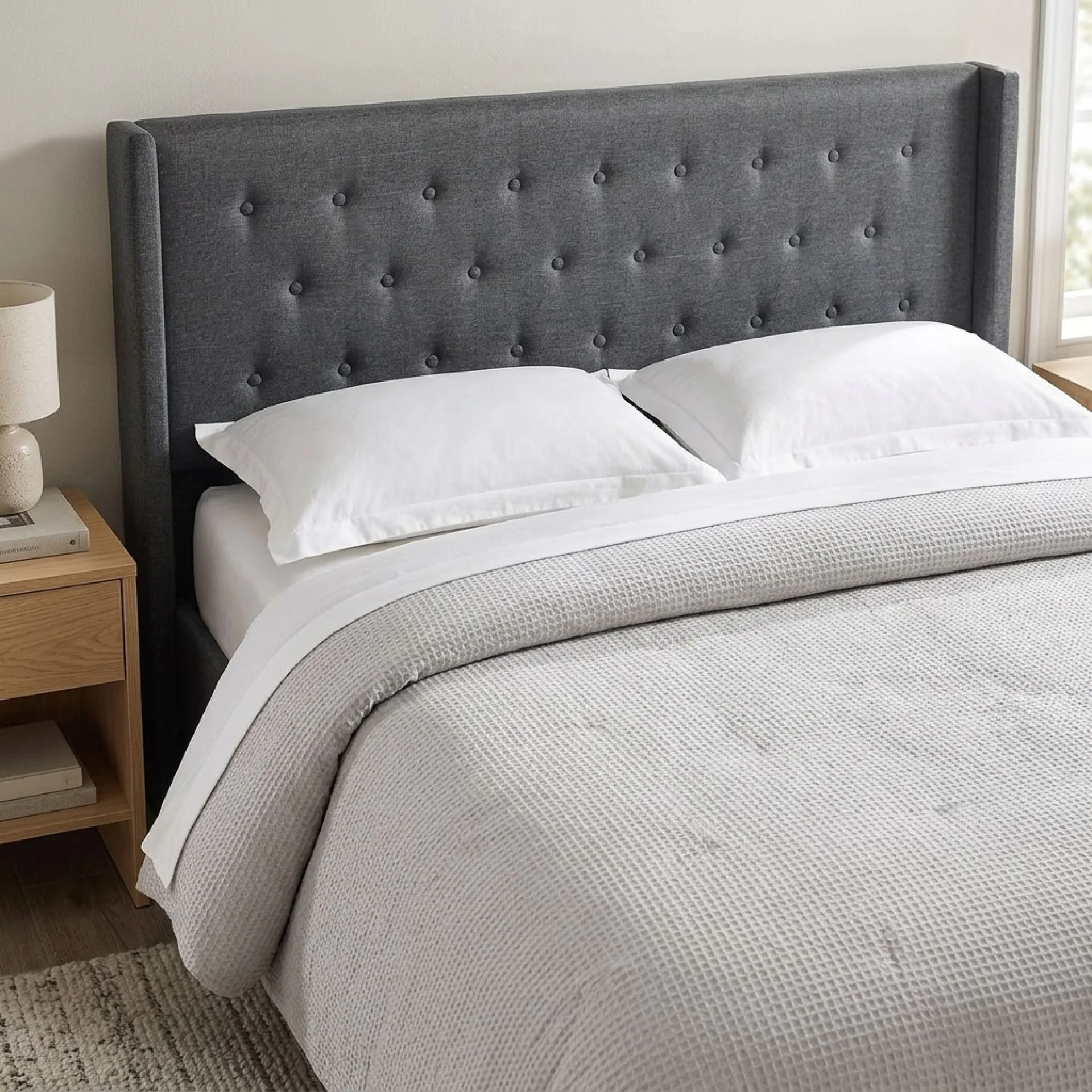 Sereno Queen Bed Frame with 4 Drawers - Dark Grey - Image 8