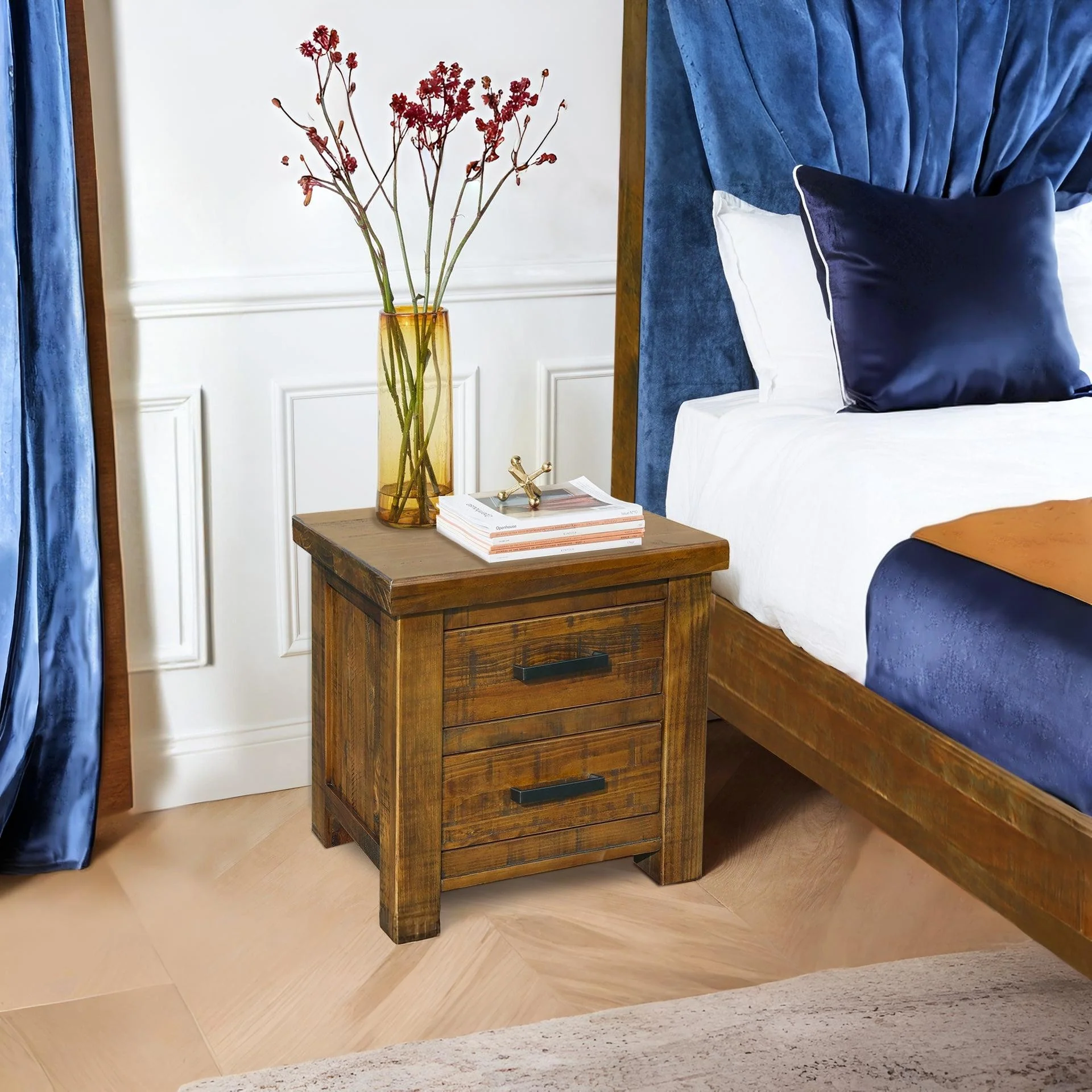 Settler Solid Wood Bedside Table - Lahsa
