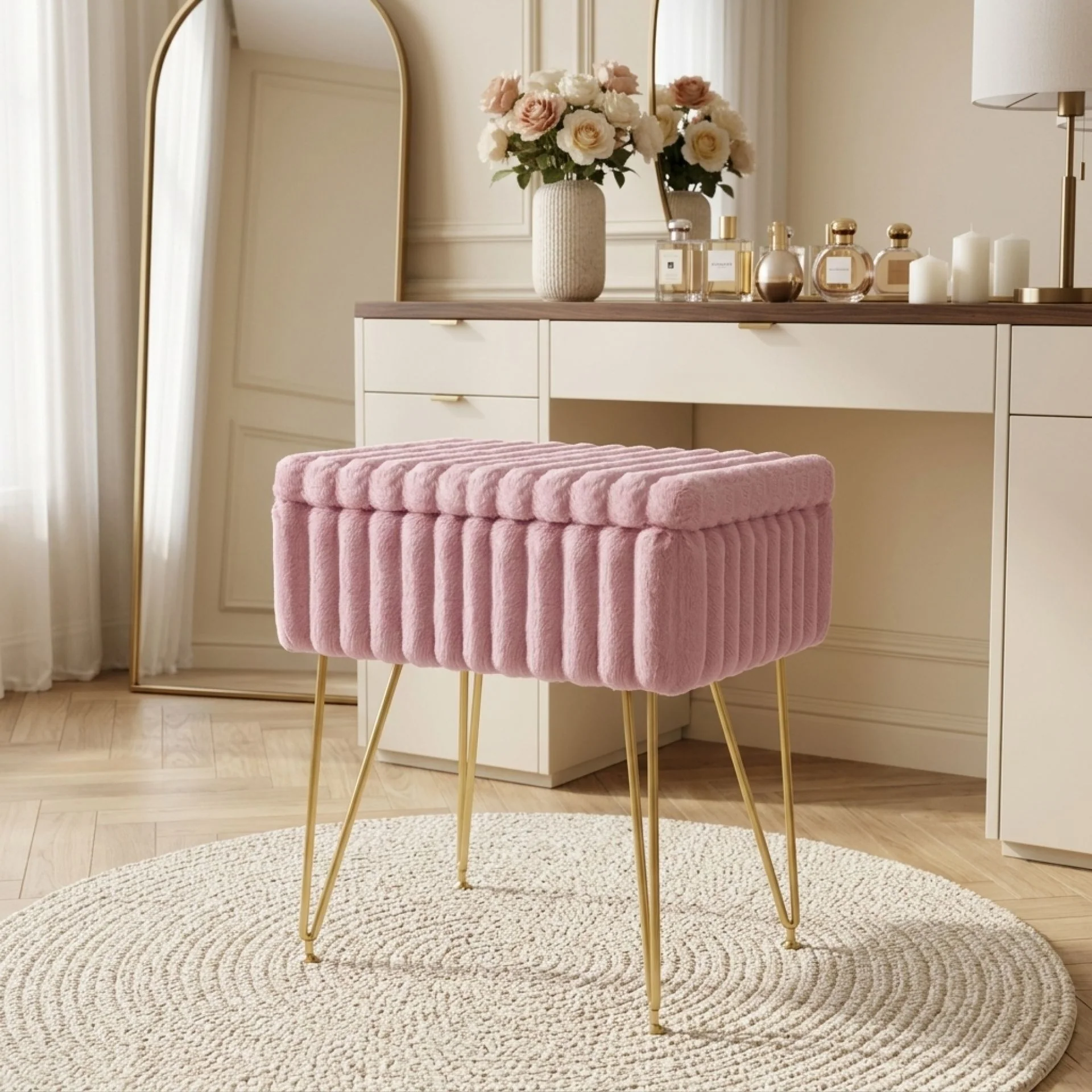 Sevan Storage Ottoman - Pink