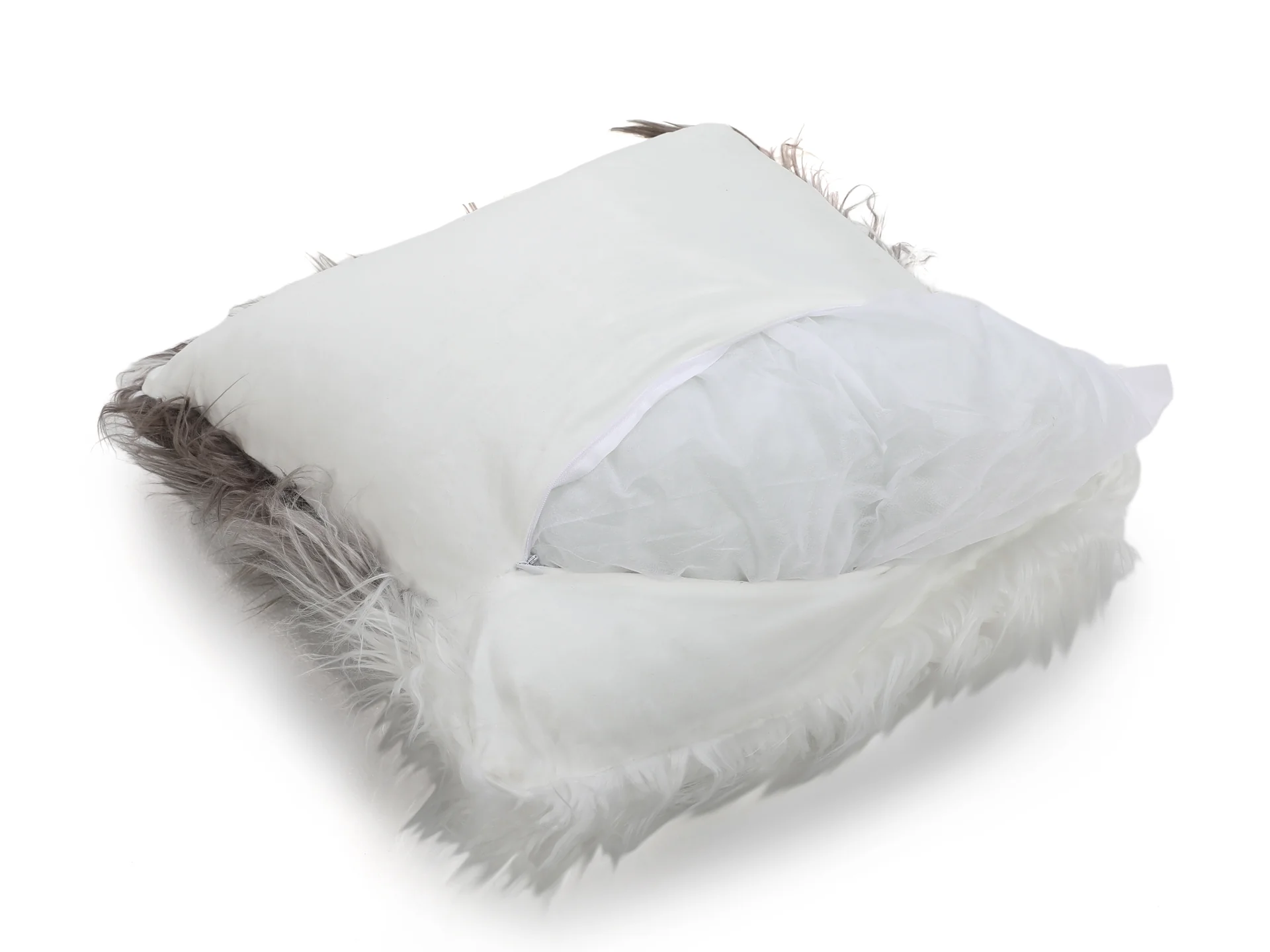 Shaggy Cushion Black and White 50x50cm - Image 2