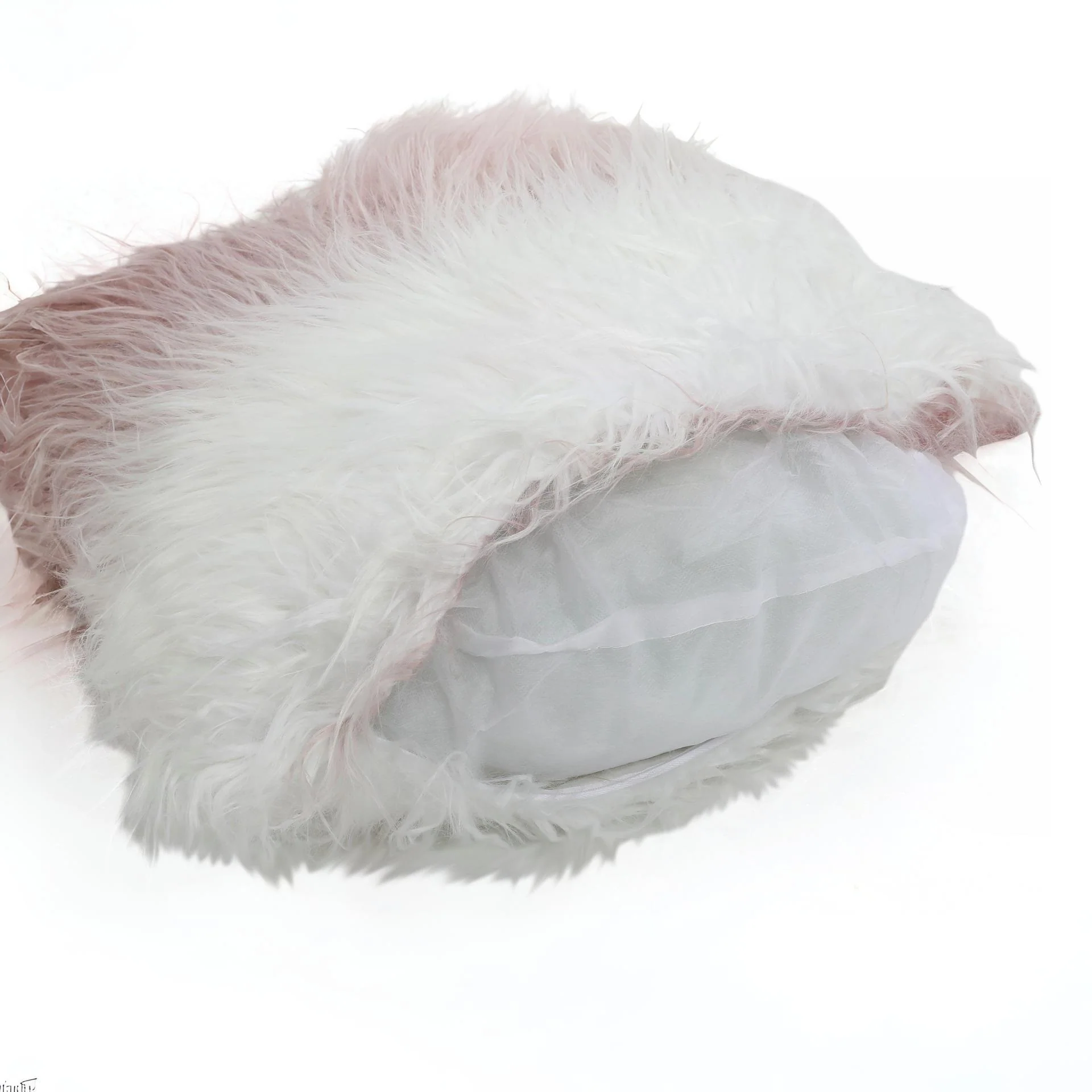 Shaggy Cushion Pink and White 50x50cm - Image 3