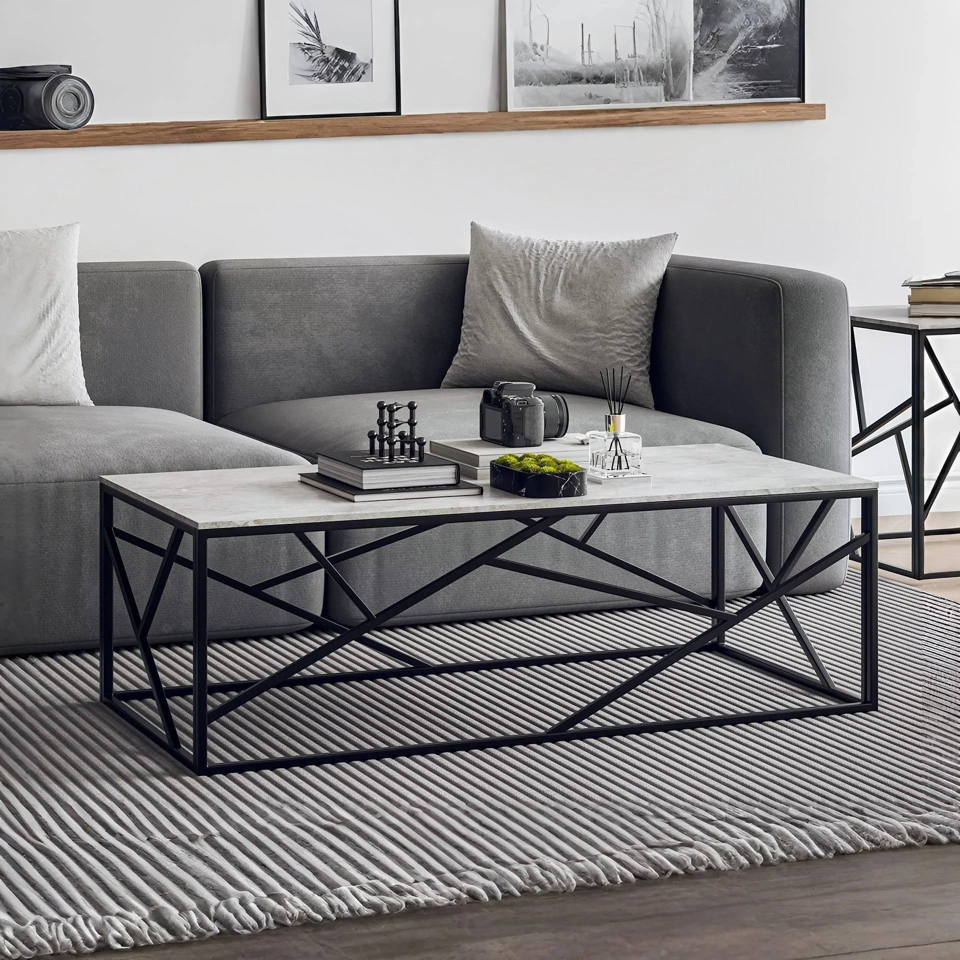 Shane Rectangular Ceramic Coffee Table - Image 3