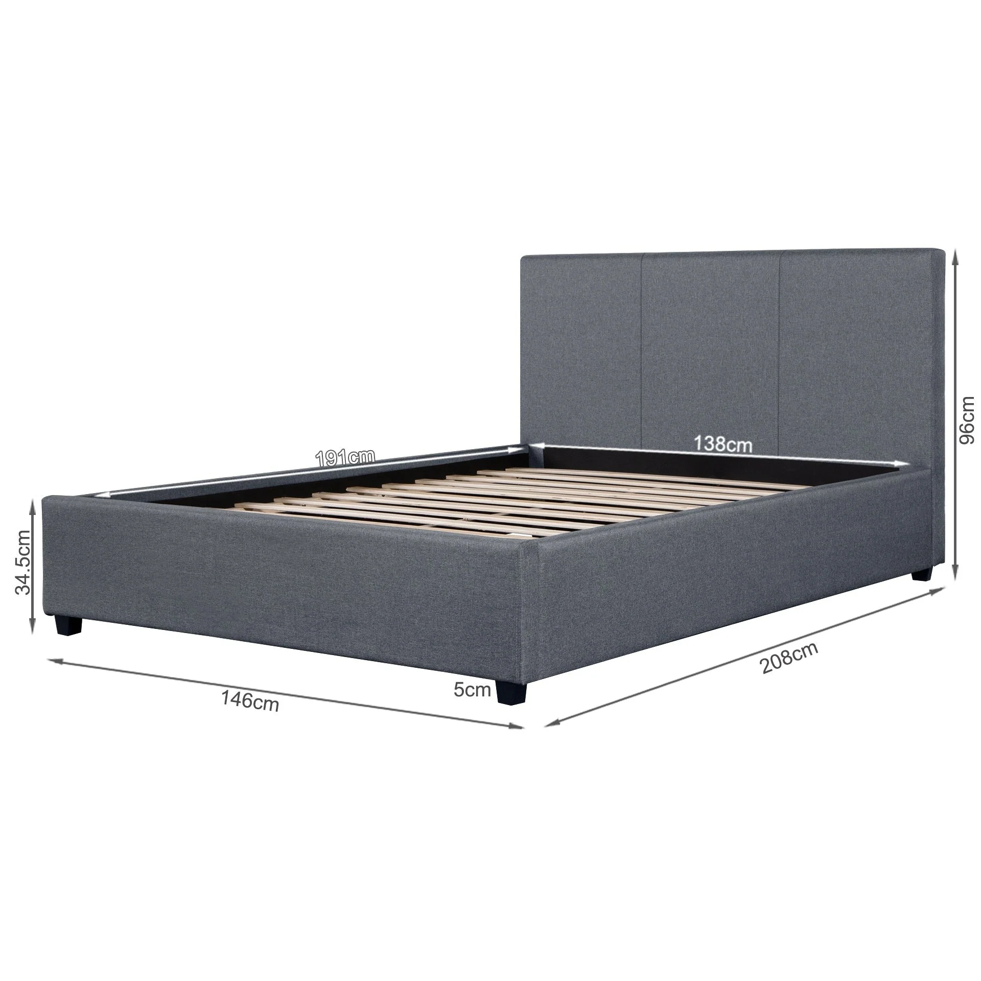 Shasta Double Bed Frame - Dark Grey - Image 13