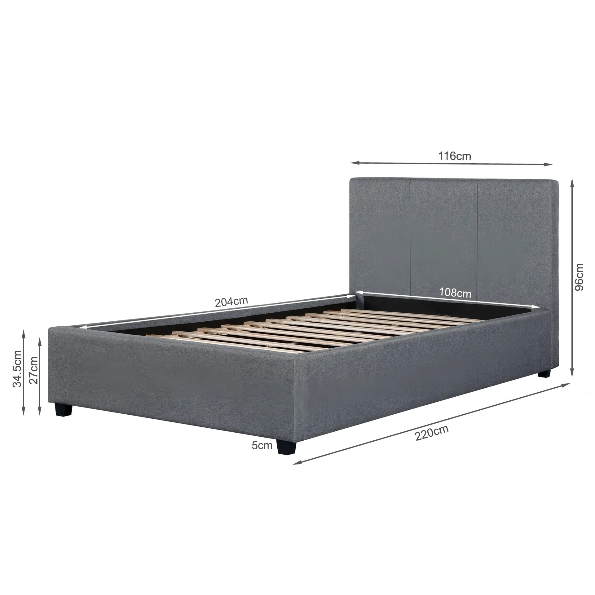 Shasta King Single Bed Frame - Dark Grey - Image 15