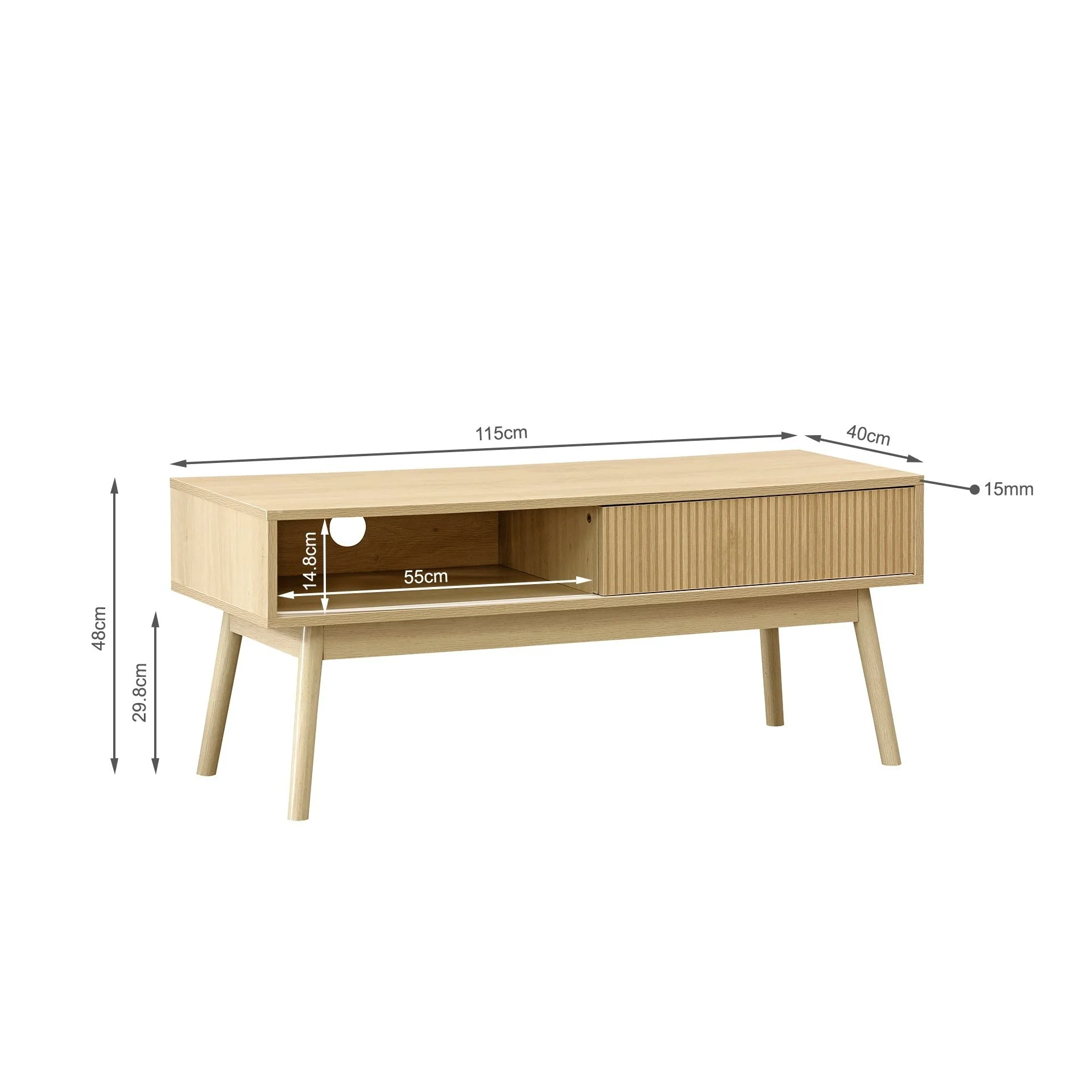 Shawnee 1.15m Entertainment Unit - Oak - Image 9