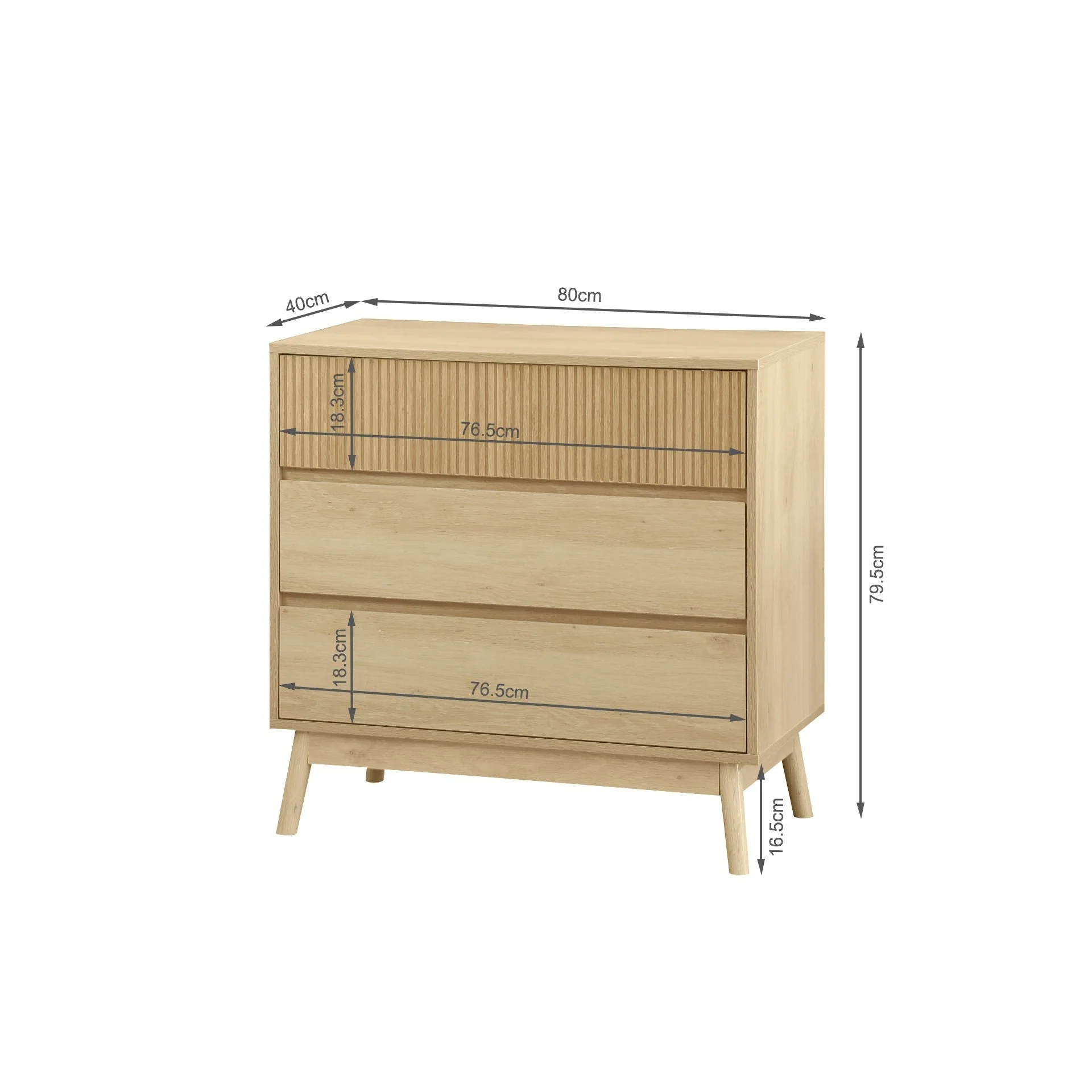 Shawnee 3 Drawers Tallboy - Oak - Image 10