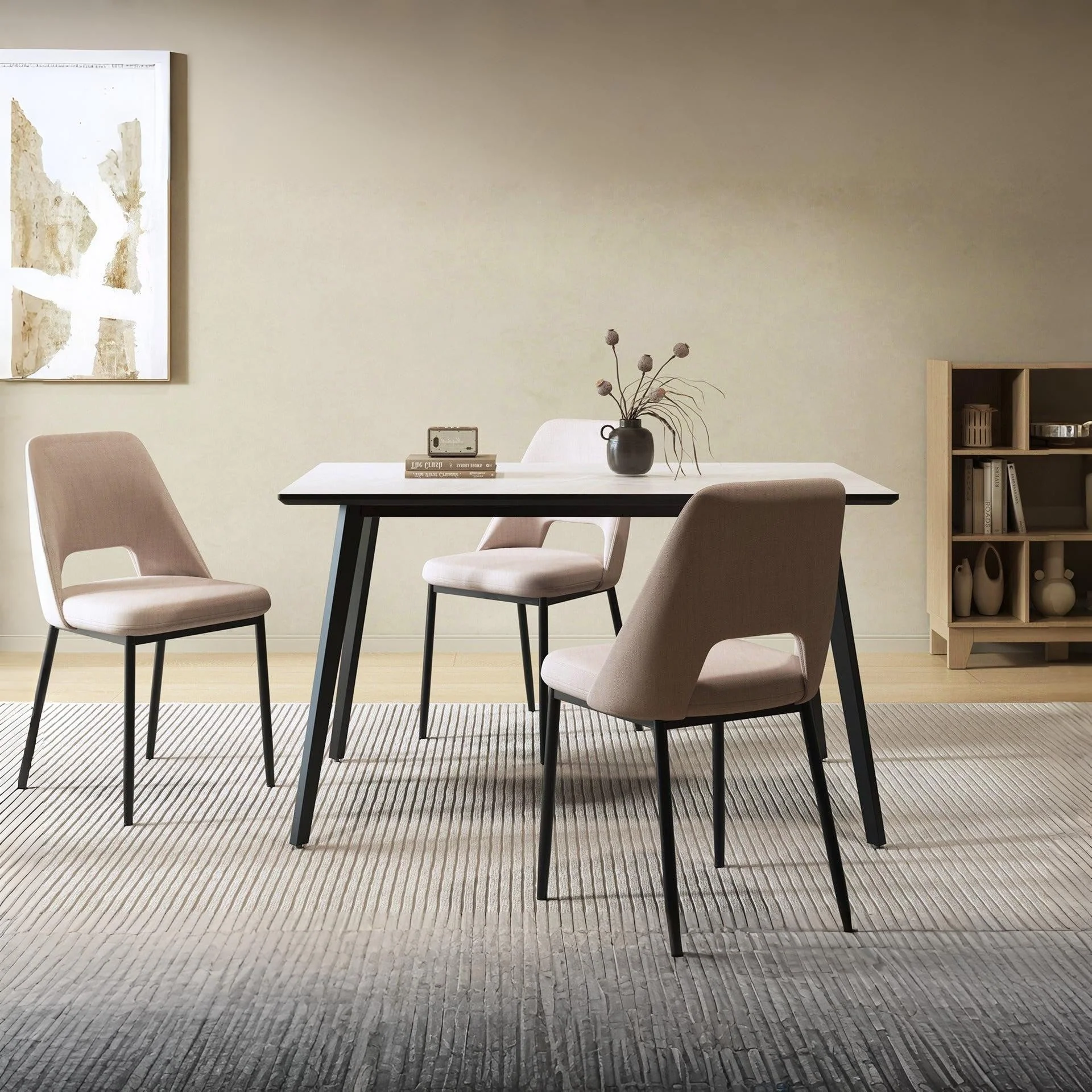 Shiloh Rectangular Dining Table 130 x 80cm - Grey + Black - Image 2