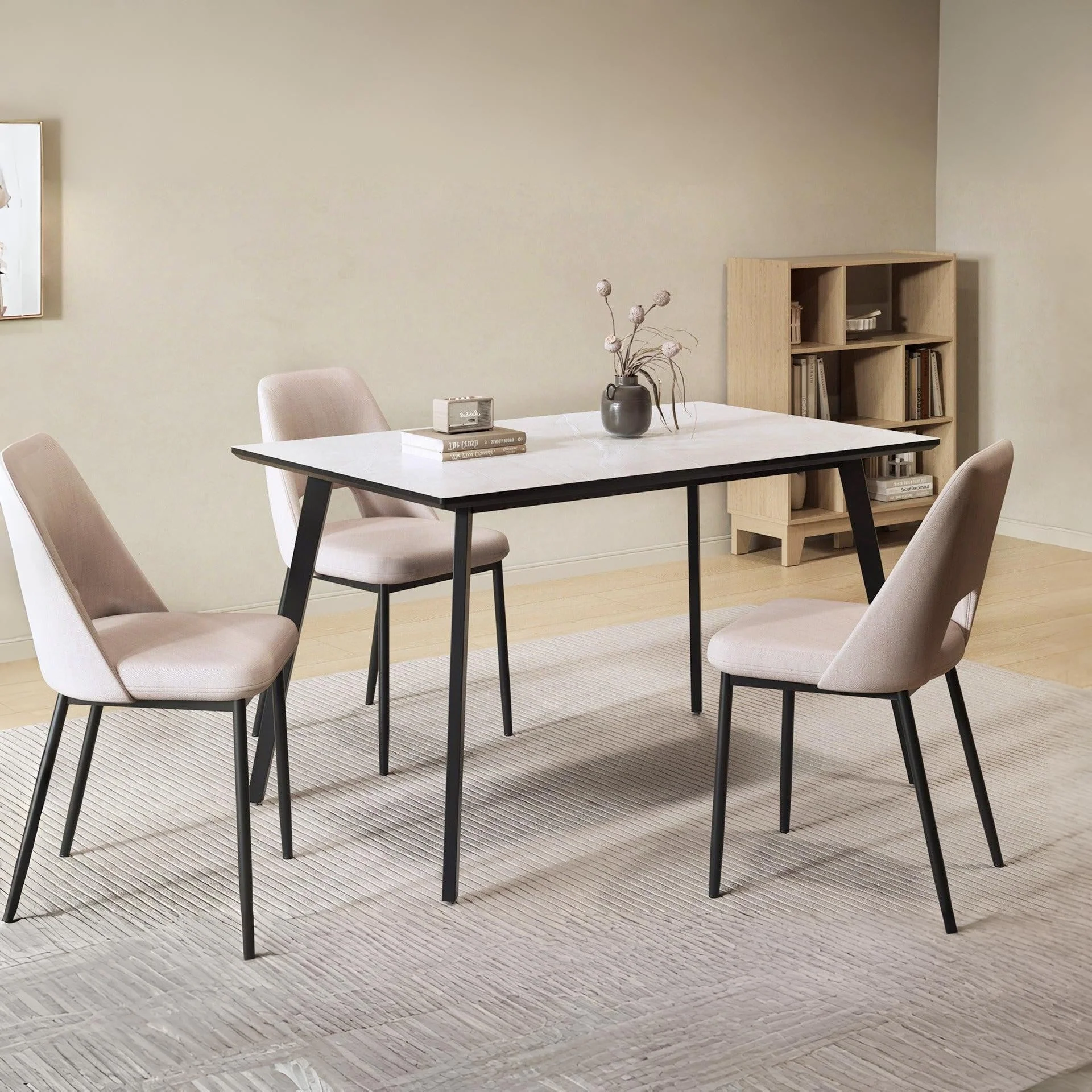 Shiloh Rectangular Dining Table 130 x 80cm - Grey + Black - Image 3