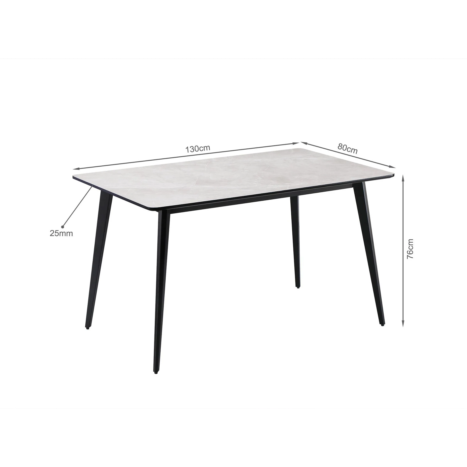 Shiloh Rectangular Dining Table 130 x 80cm - Grey + Black - Image 9