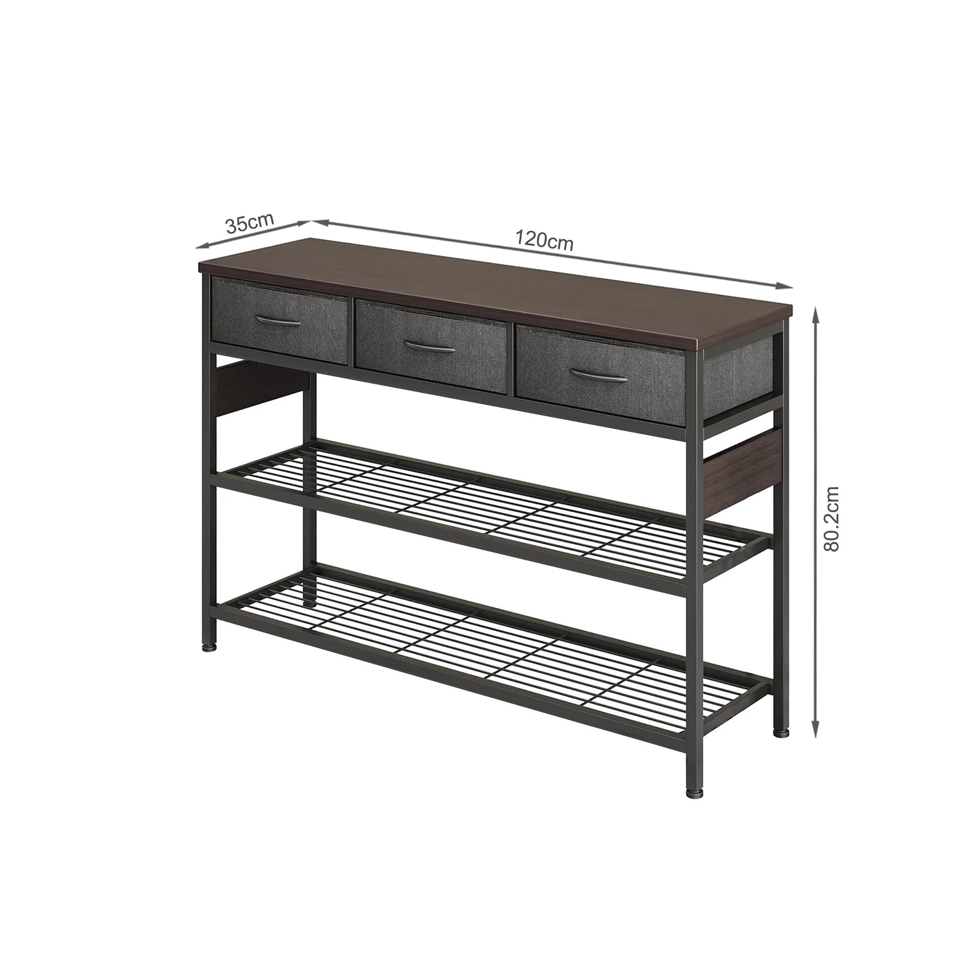 Shrike Console Table with 3 Drawers - Black Walnut - Image 11