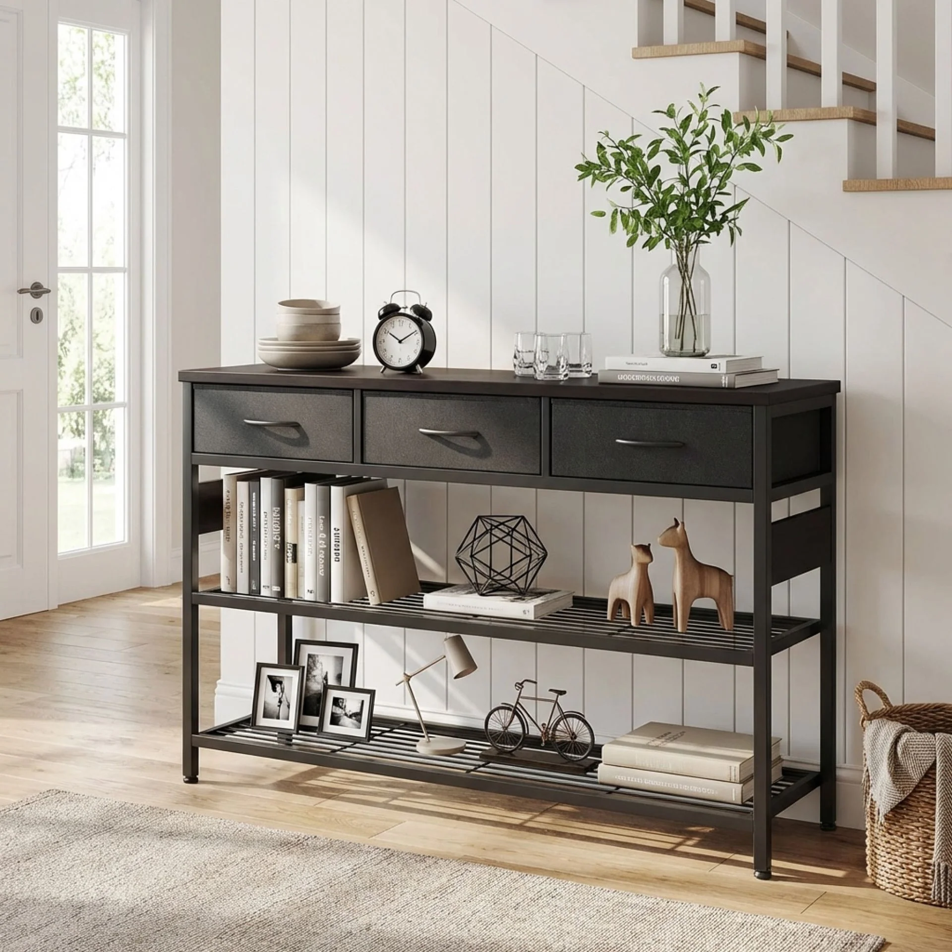 Shrike Console Table with 3 Drawers - Black Walnut - Image 3