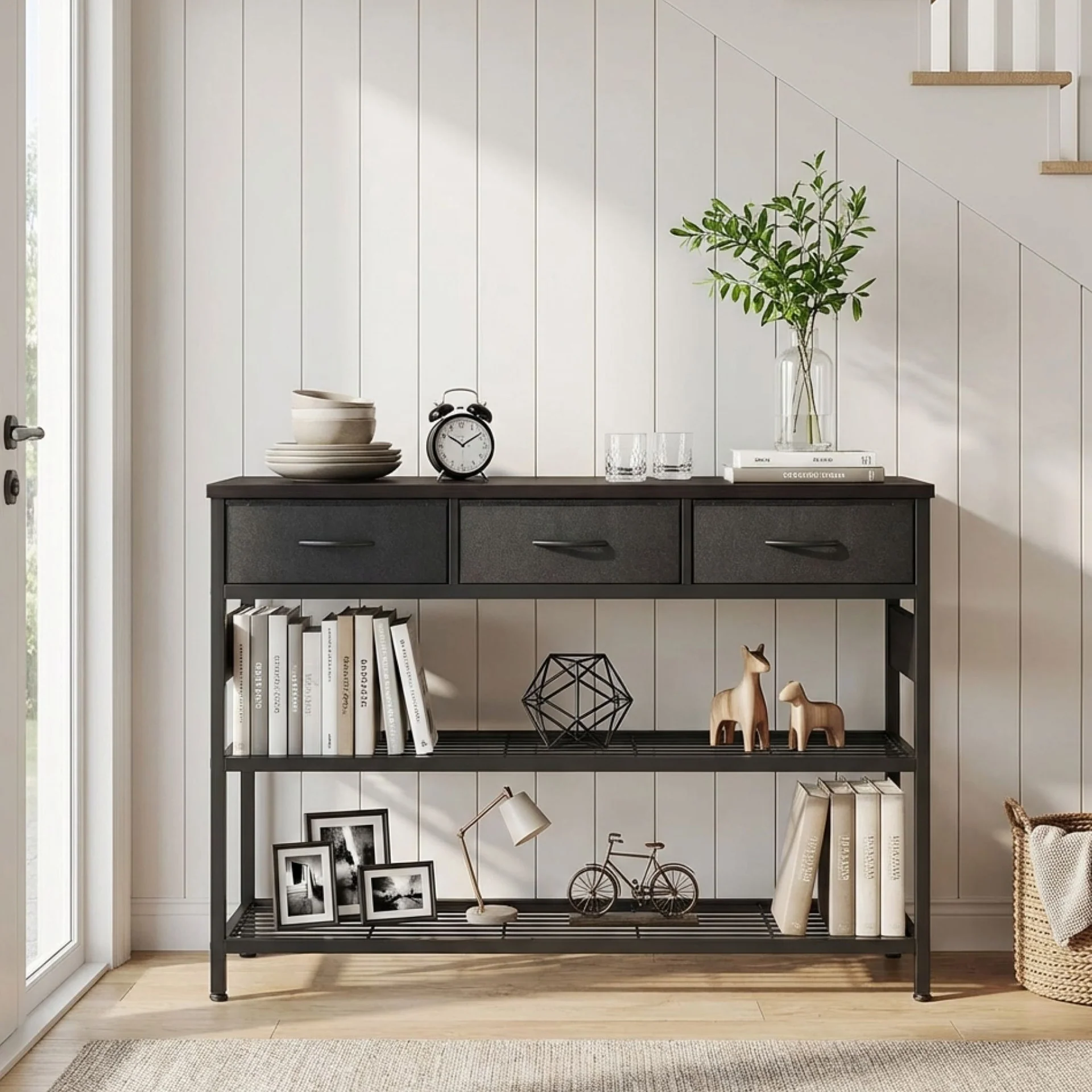 Shrike Console Table with 3 Drawers - Black Walnut - Image 4