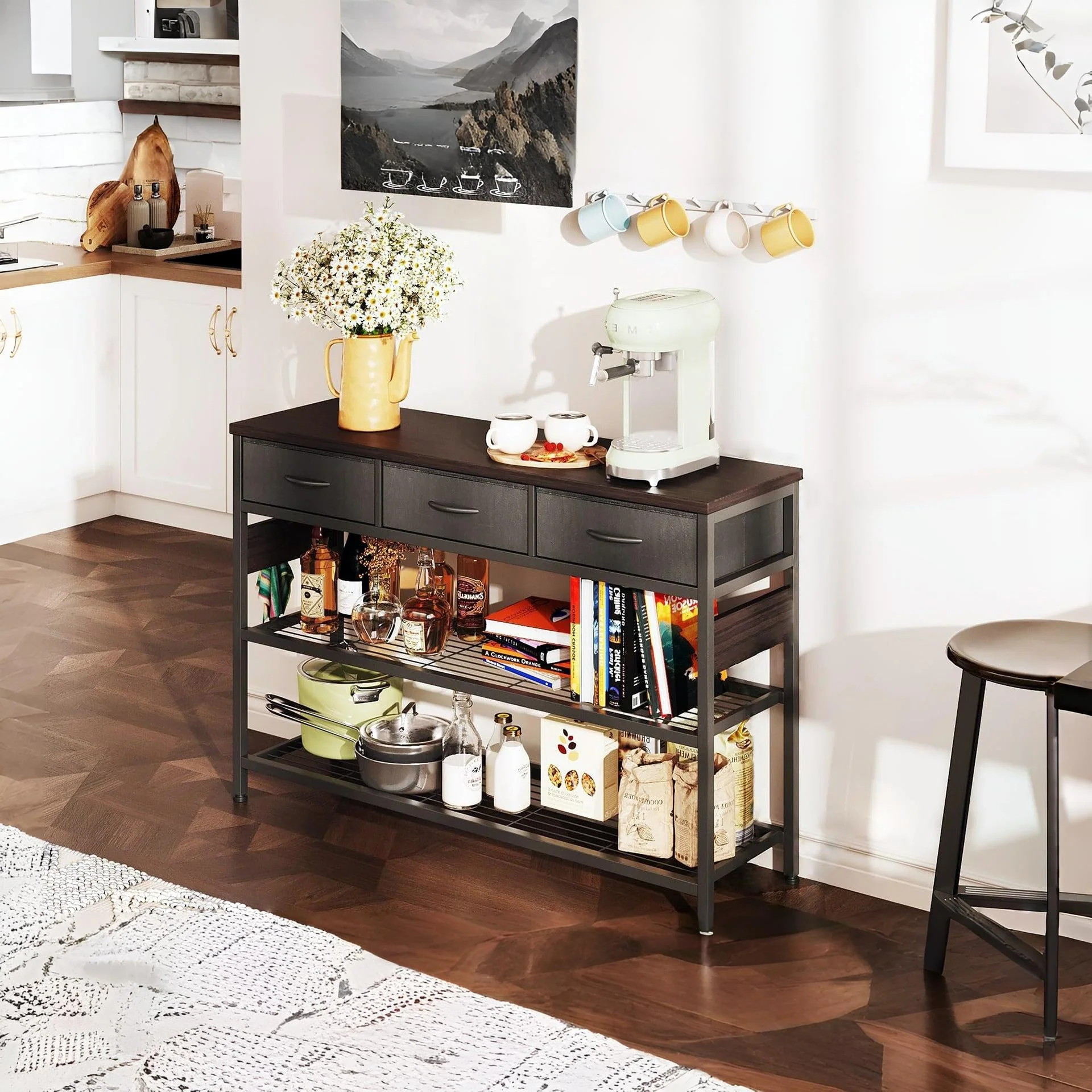Shrike Console Table with 3 Drawers - Black Walnut - Image 6