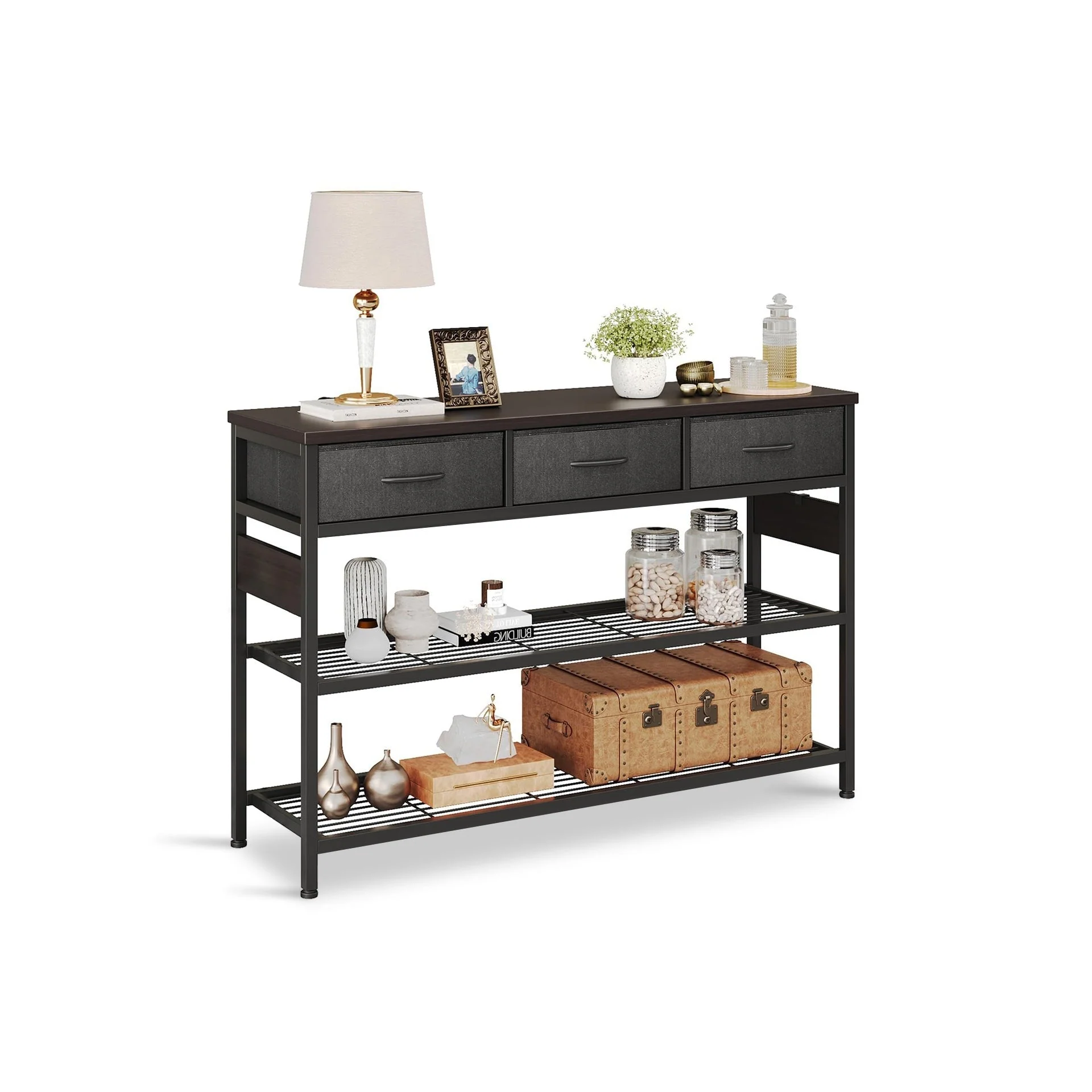 Shrike Console Table with 3 Drawers - Black Walnut - Image 8